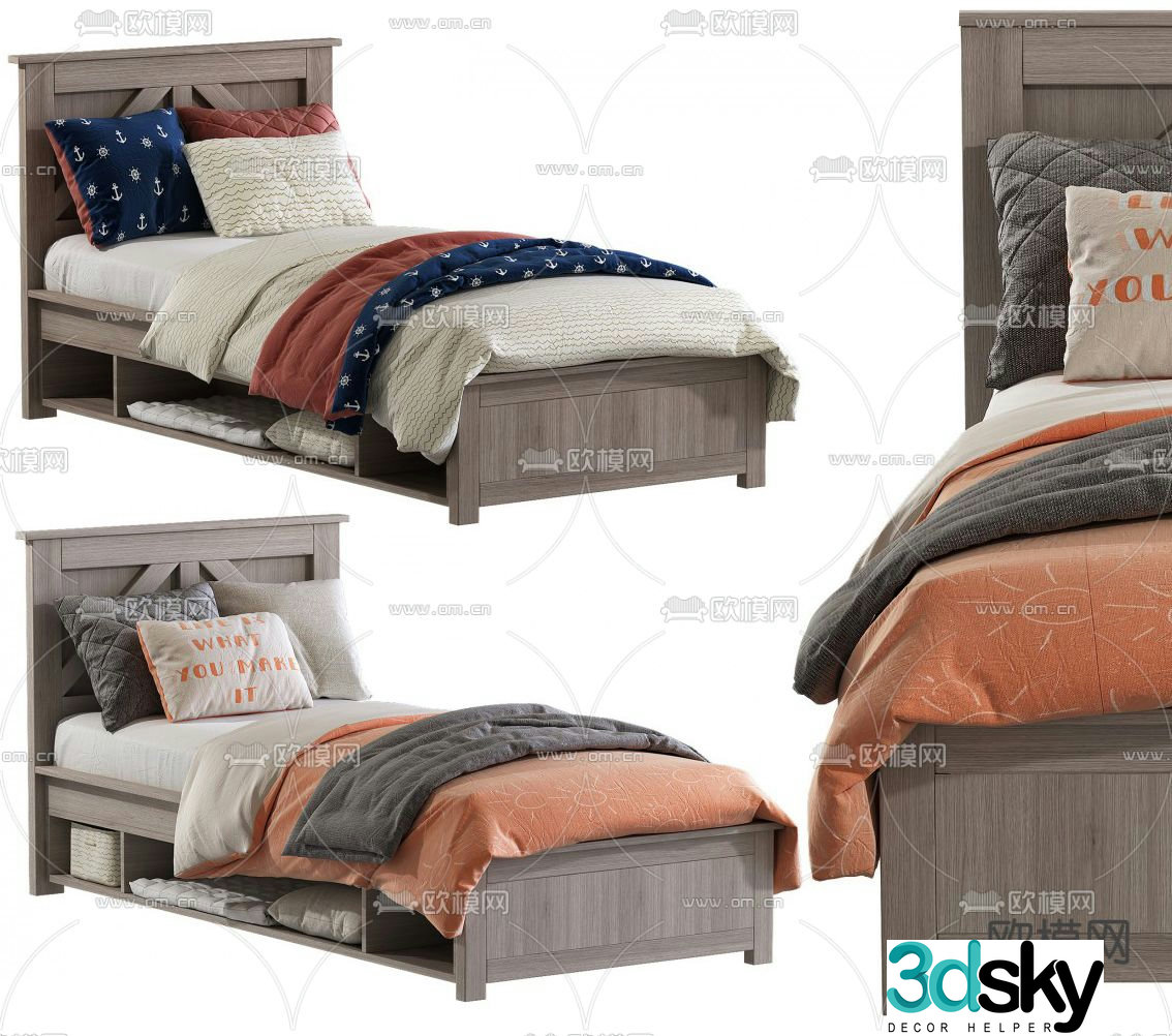 Nordic log children’s bed 3d model