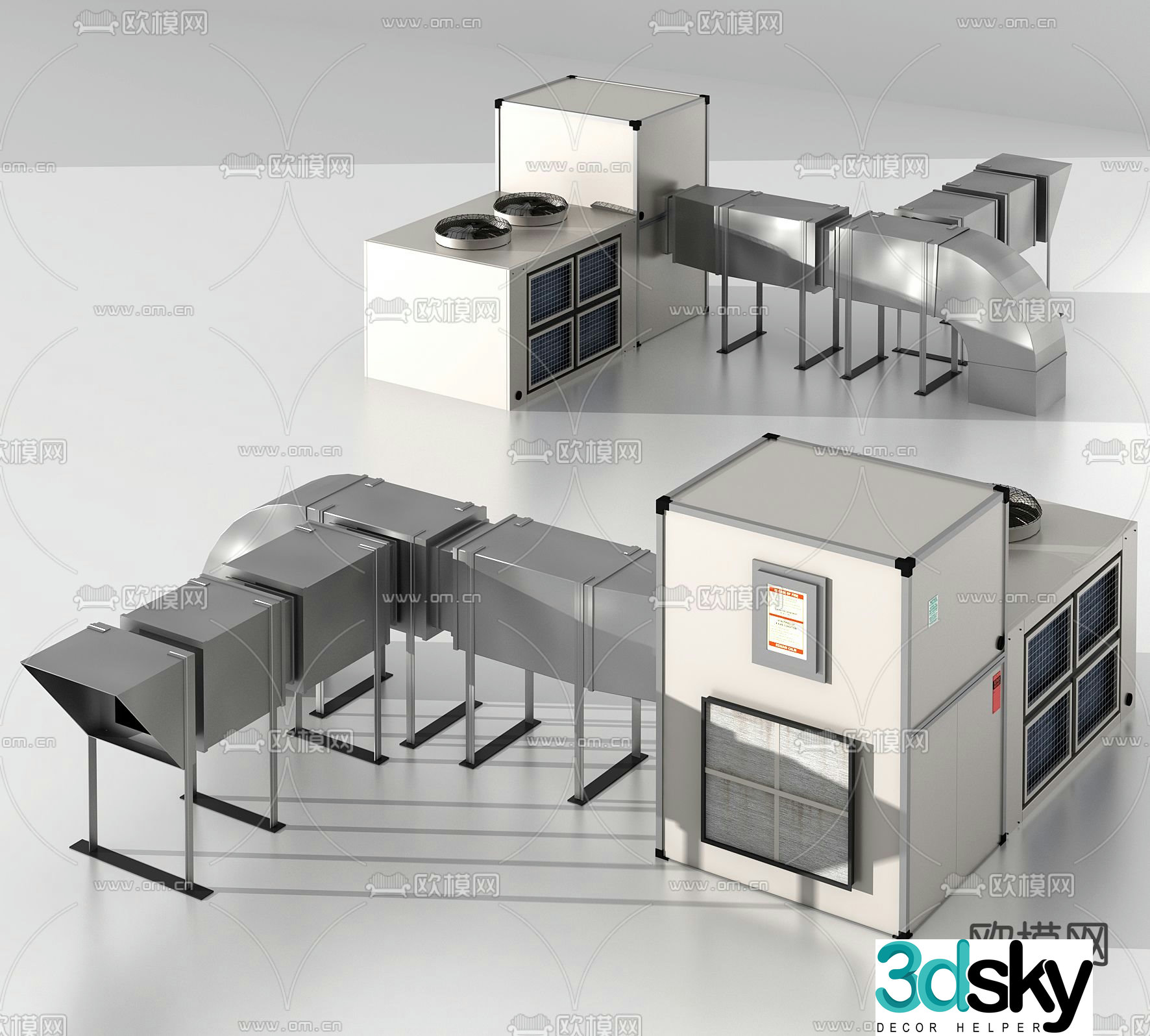 Modern roof motor water tank equipment 3d model