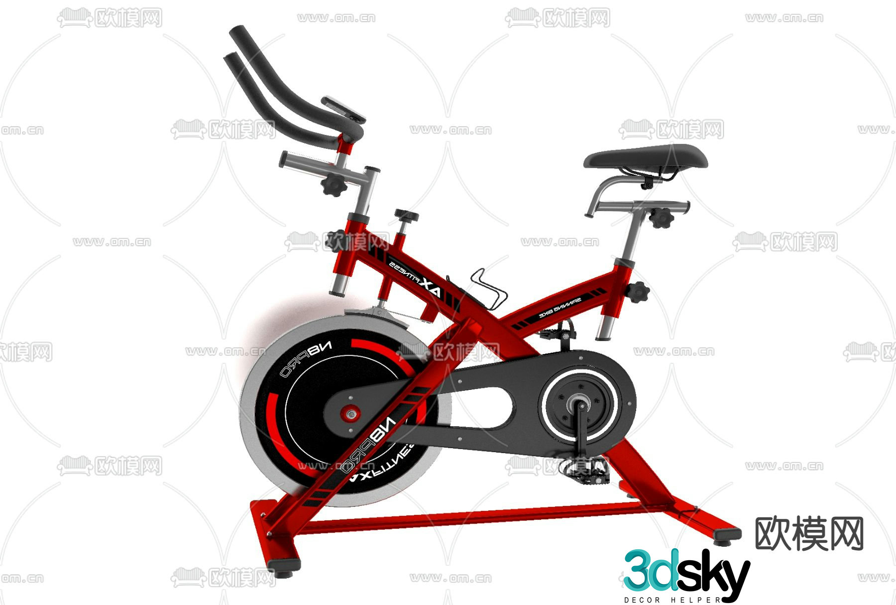Modern fitness treadmill free 3d model