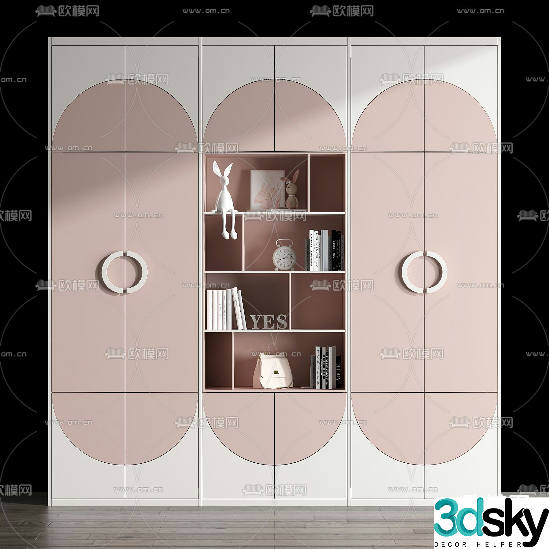 Nordic children’s wardrobe bookcase 3d model