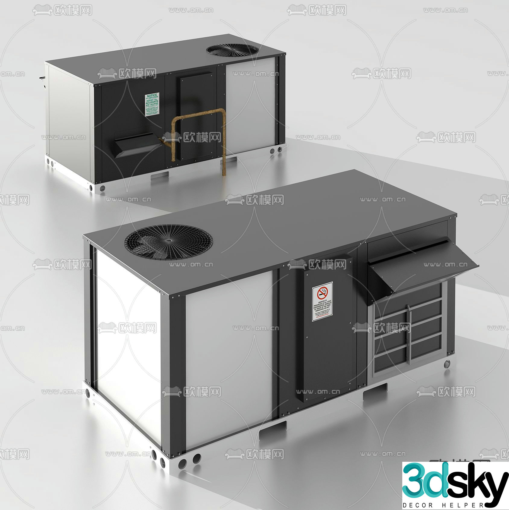 Modern roof motor water tank equipment 3d model