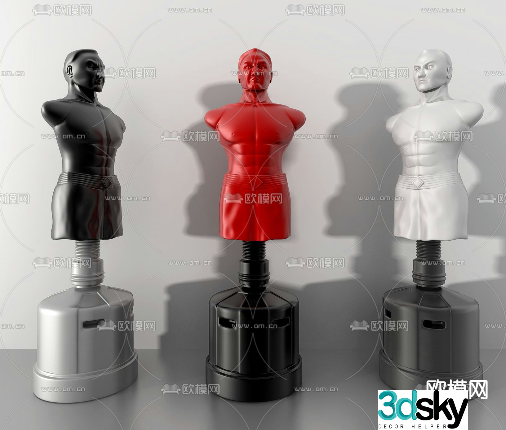 Modern fitness boxing character target 3d model