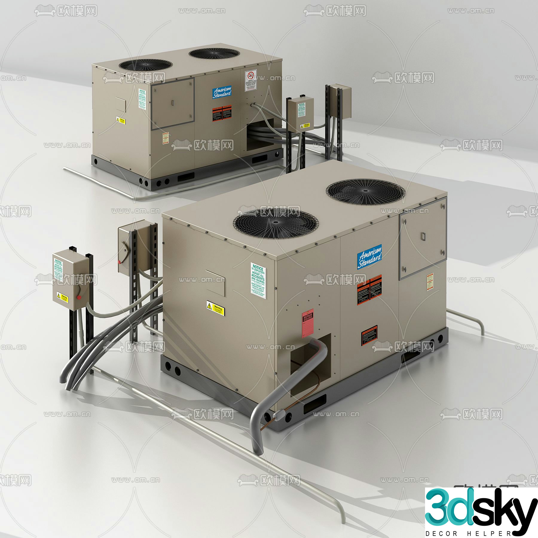 Modern roof motor water tank equipment 3d model