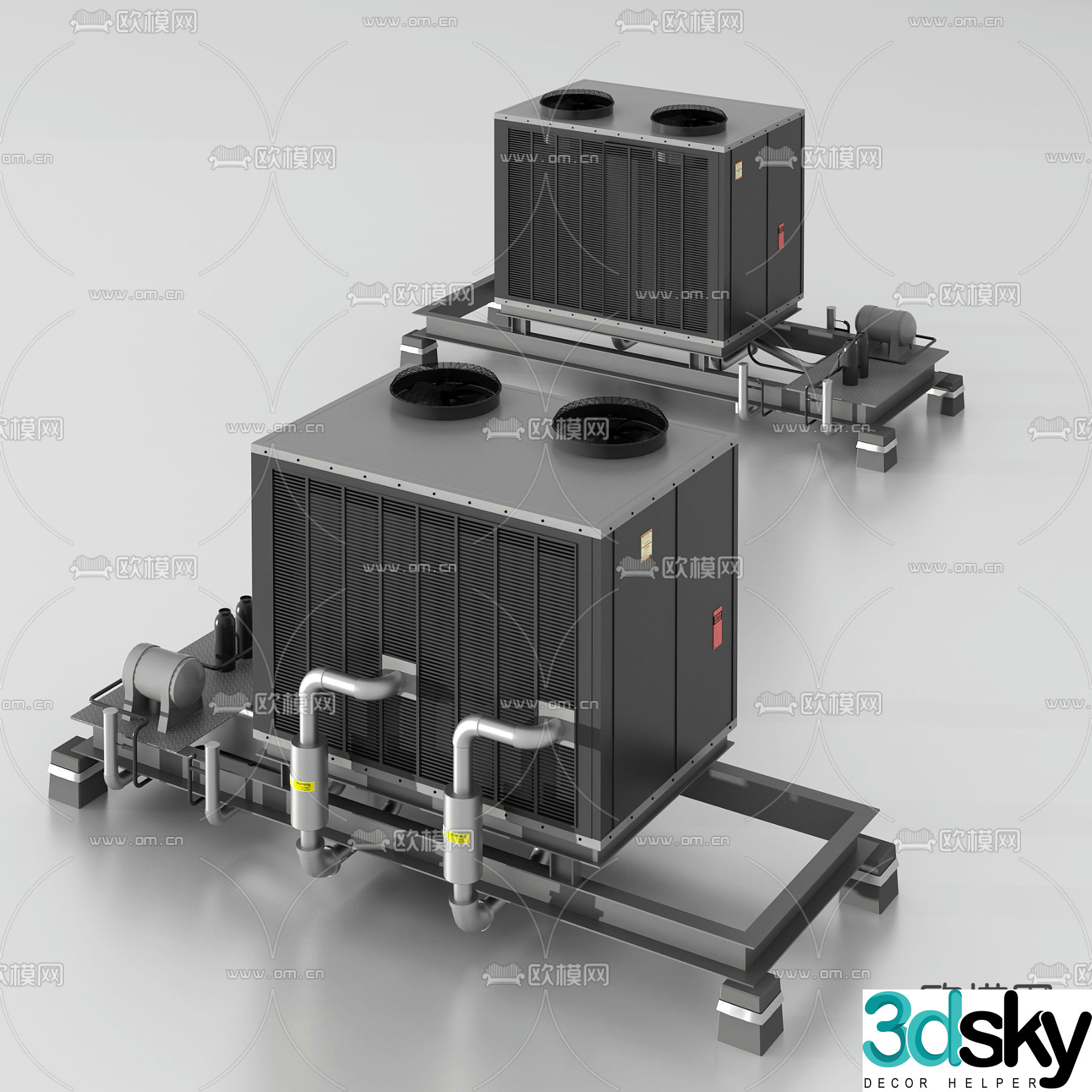 Modern roof motor water tank equipment 3d model