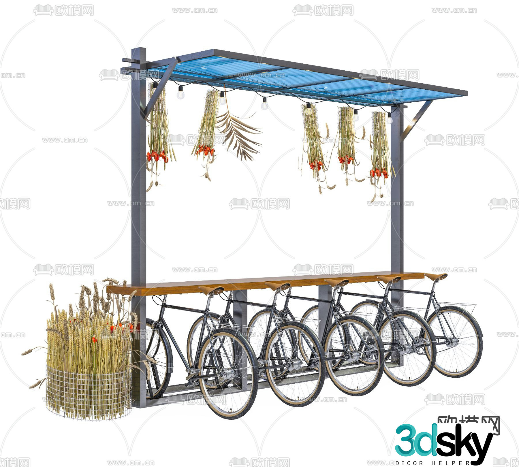 Modern creative bicycle kiosk 3d model