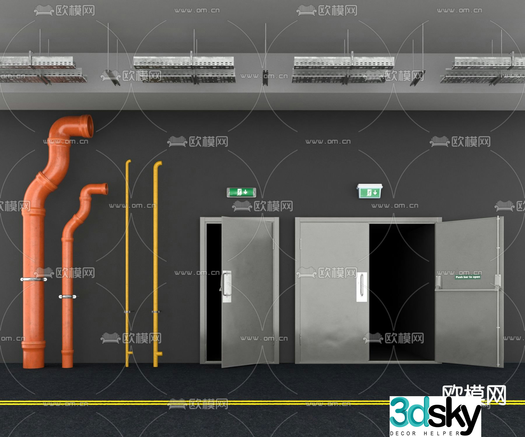 Modern fire door safety door 3d model
