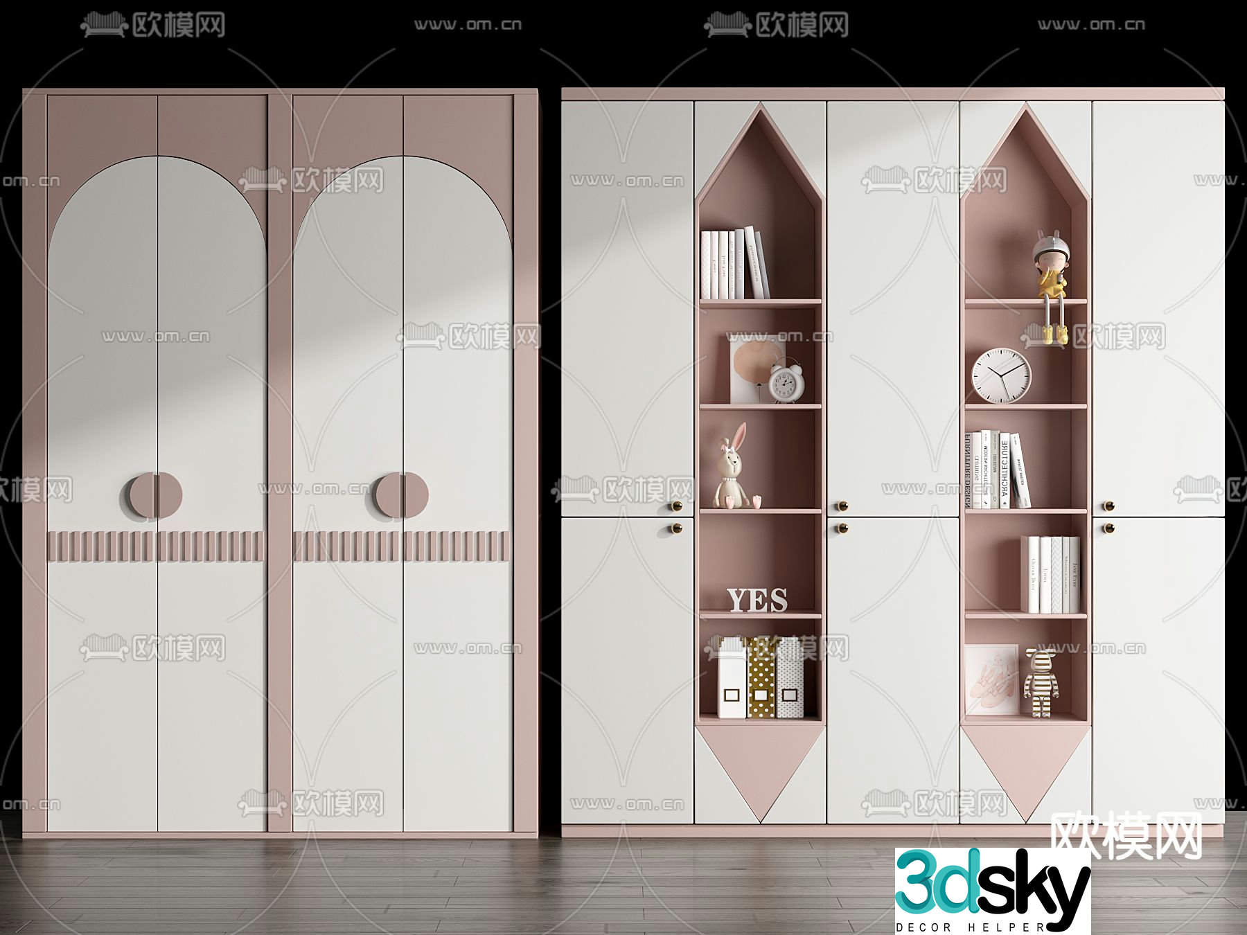 Nordic children’s wardrobe decorative cabinet 3d model