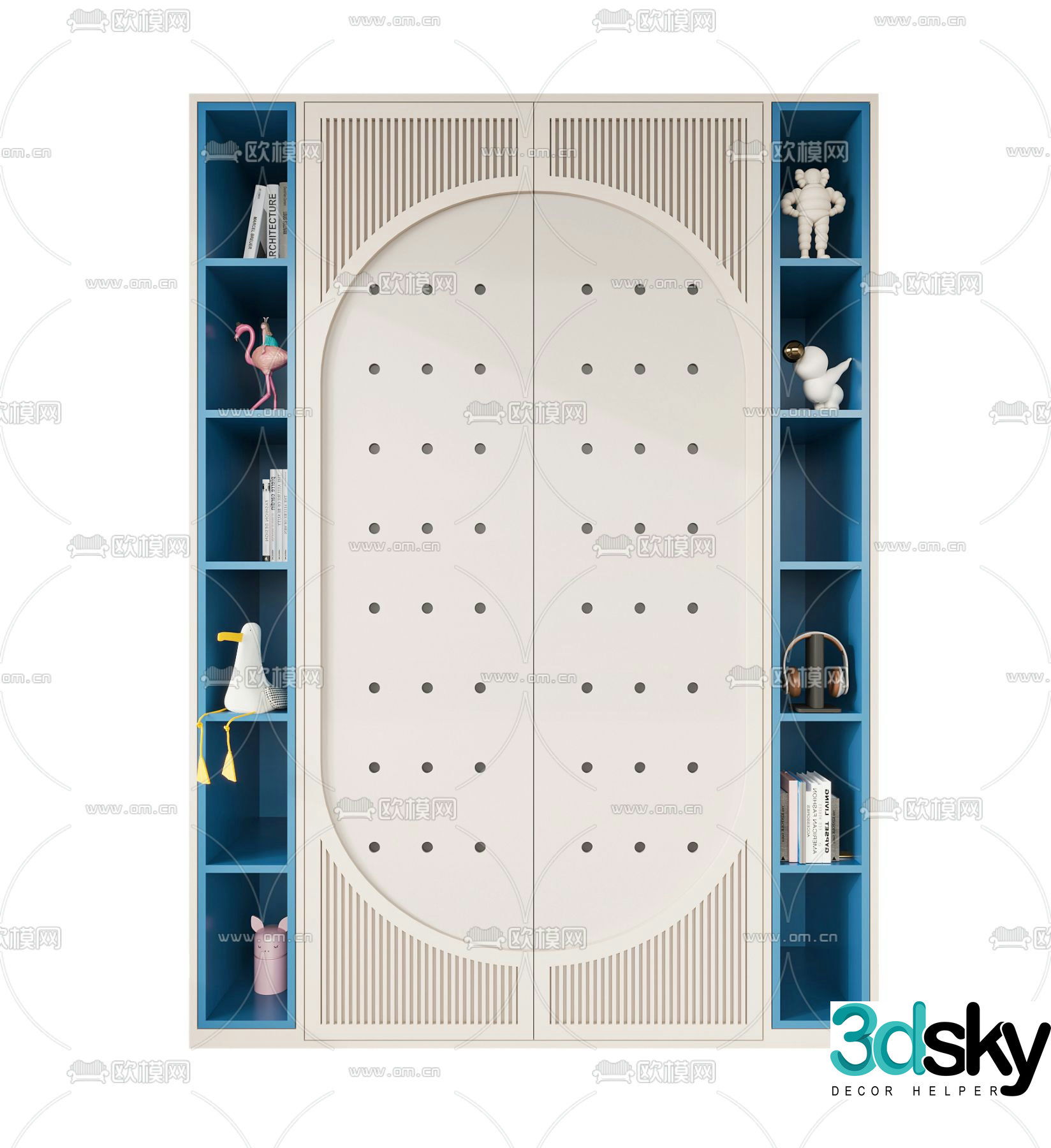 Modern solid wood children’s wardrobe 3d model