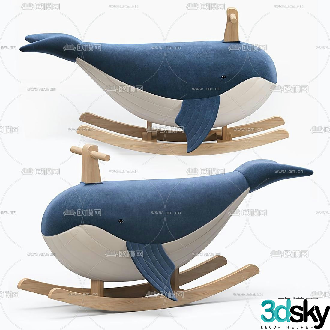 Modern whale children’s rocking rocking chair 3d model
