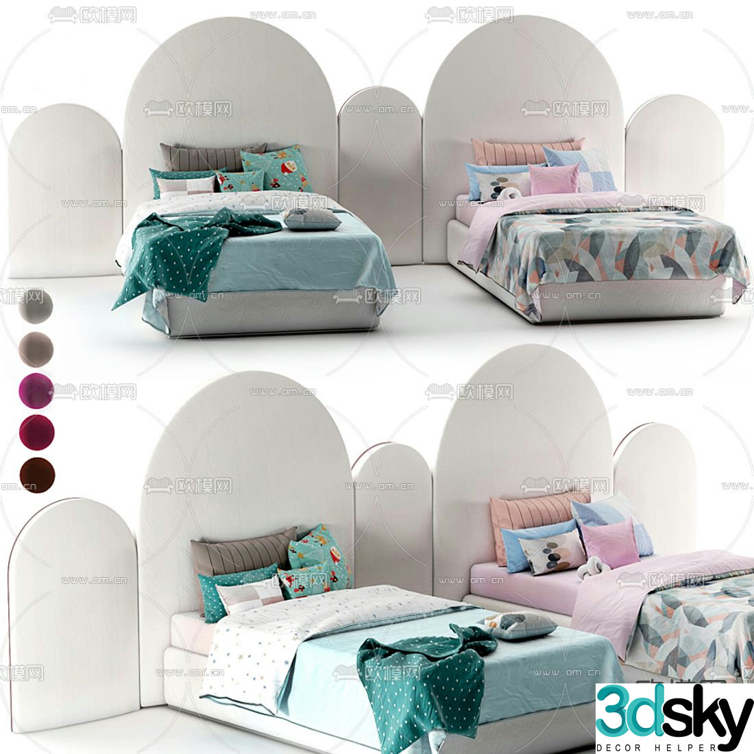 Modern twin children’s bed 3d model