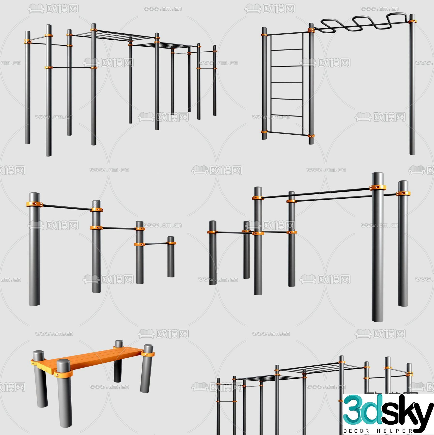 Modern climbing fitness equipment 3d model