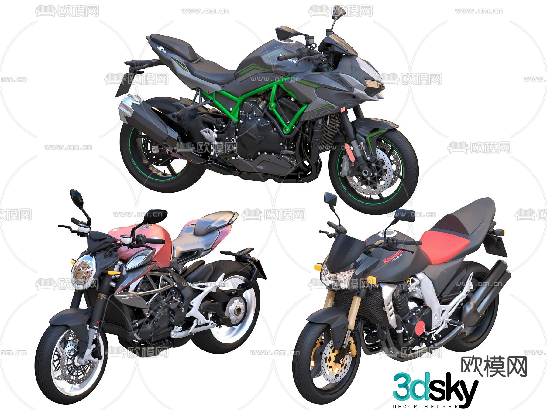 modern augusta motorcycle 3d model
