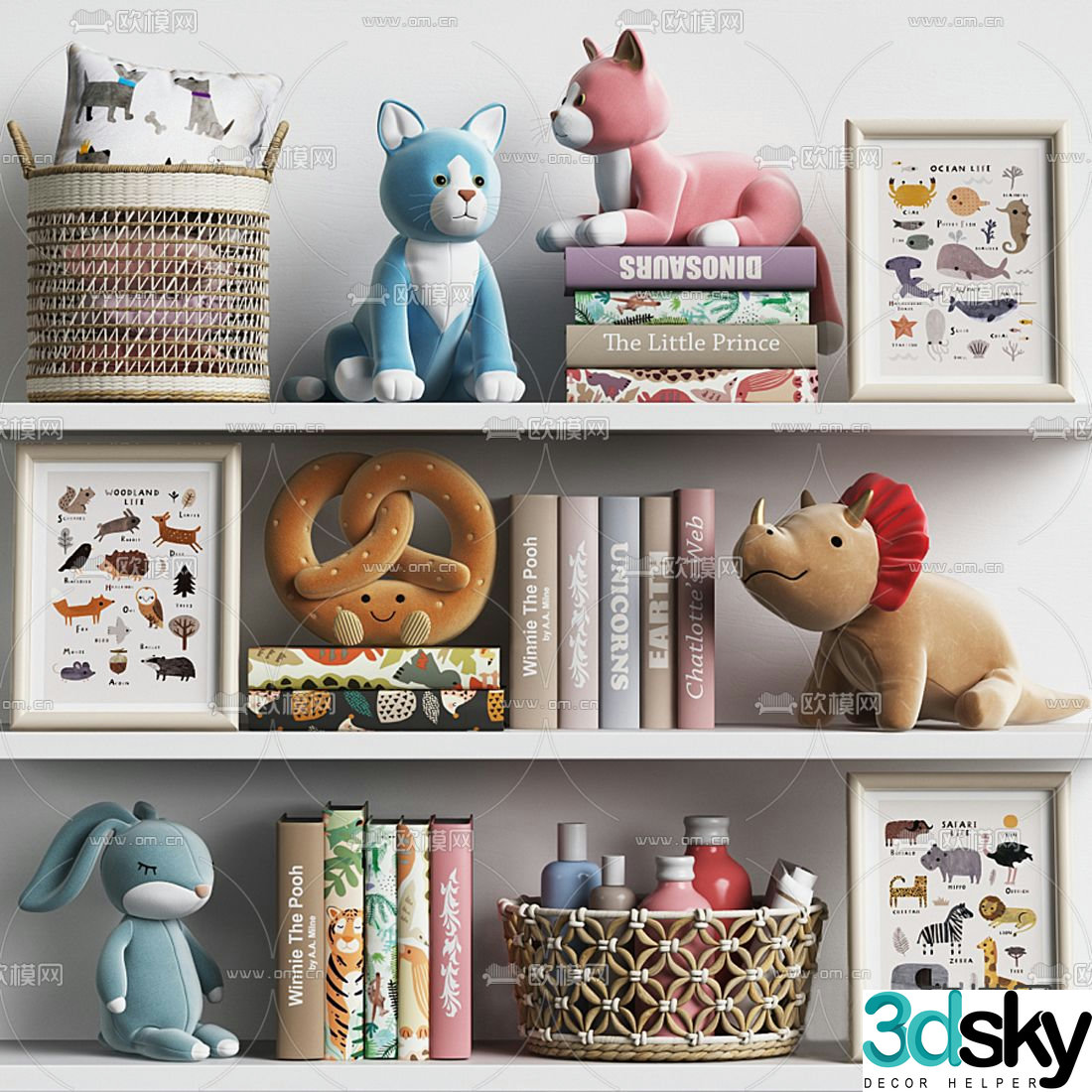 Modern children’s toys books ornaments 3d model