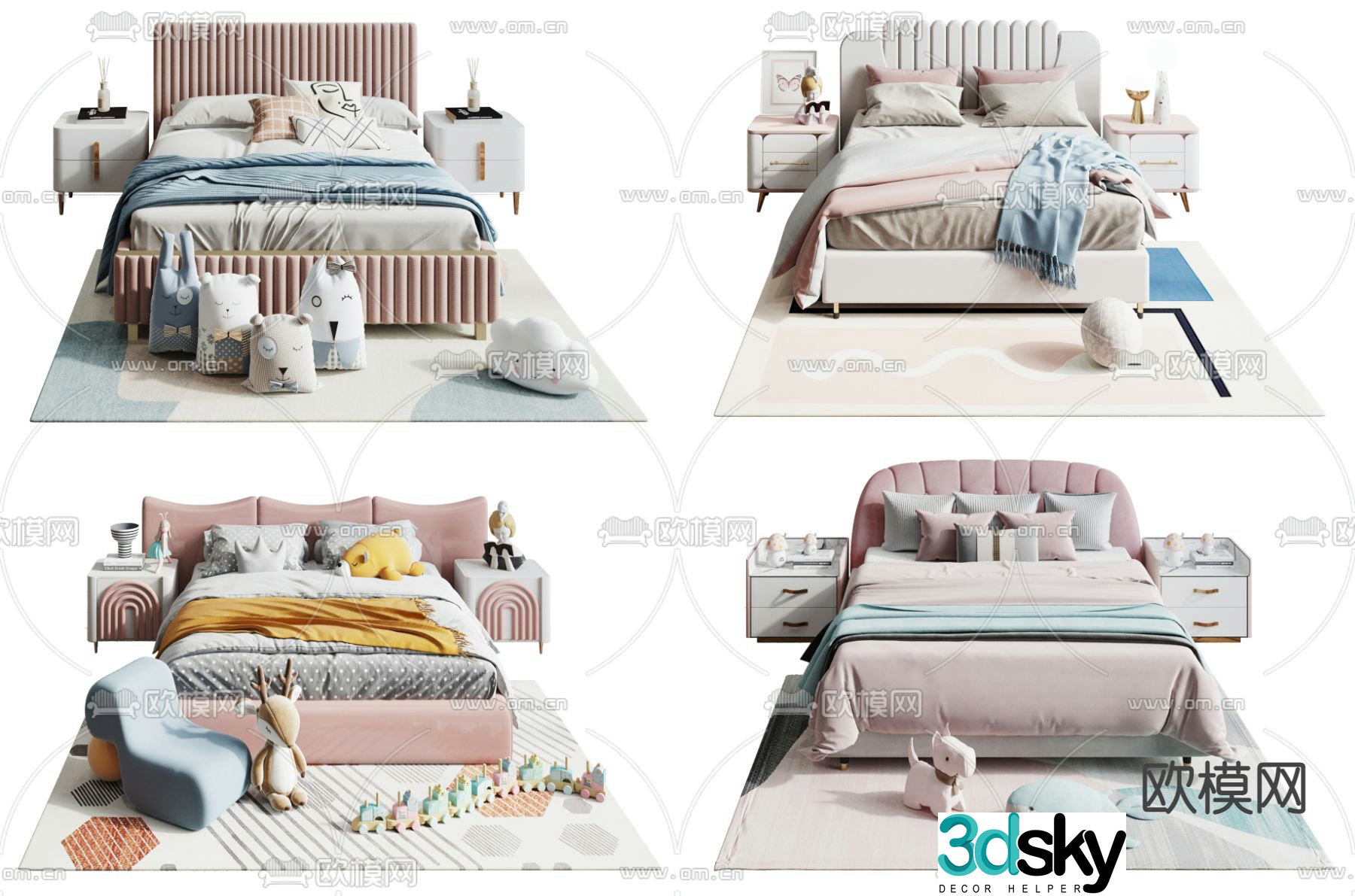 Modern fabric children’s bed 3d model