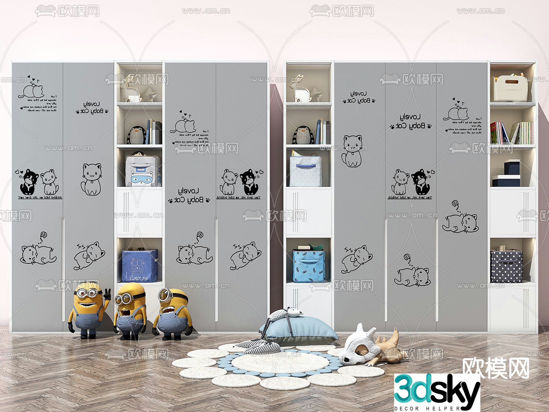 Modern cartoon children’s wardrobe 3d model