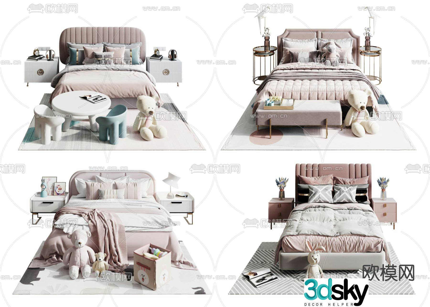 Modern fabric children’s bed 3d model