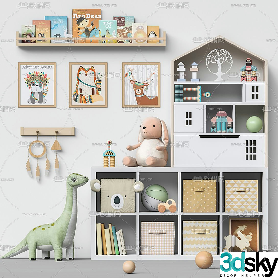 Modern children’s toy storage cabinet 3d model