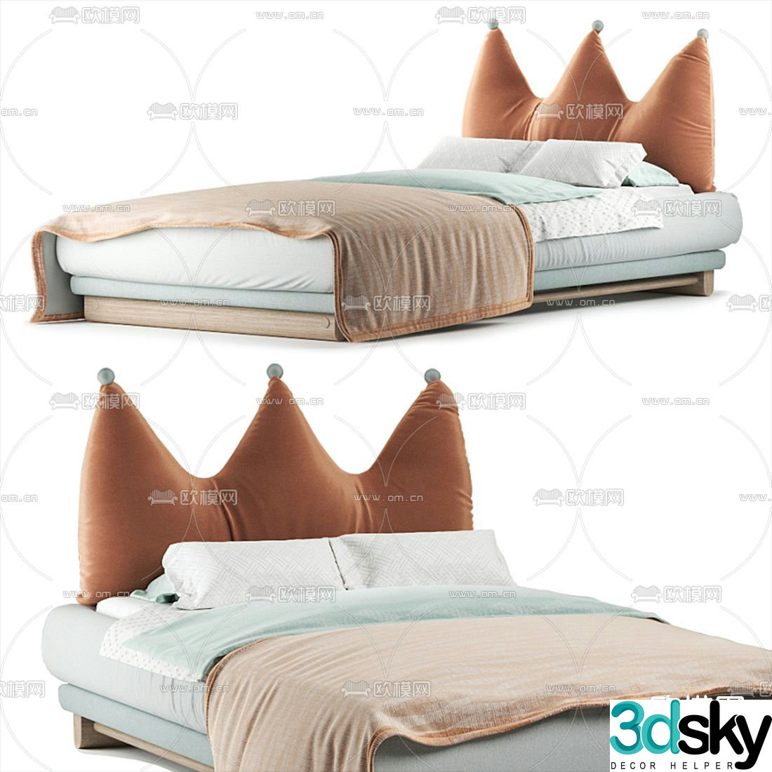 Modern fabric children’s bed 3d model