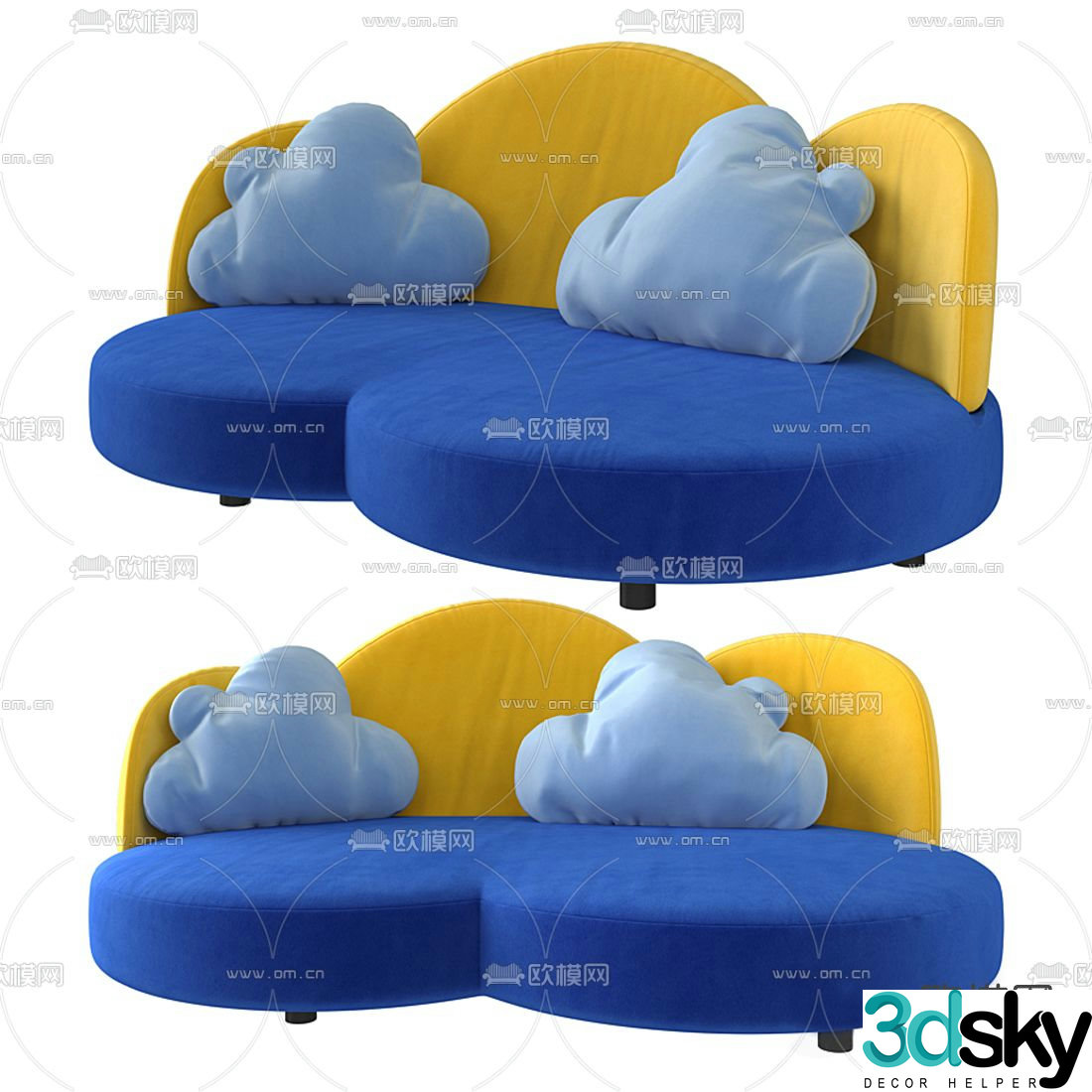 Modern fabric children’s sofa 3d model