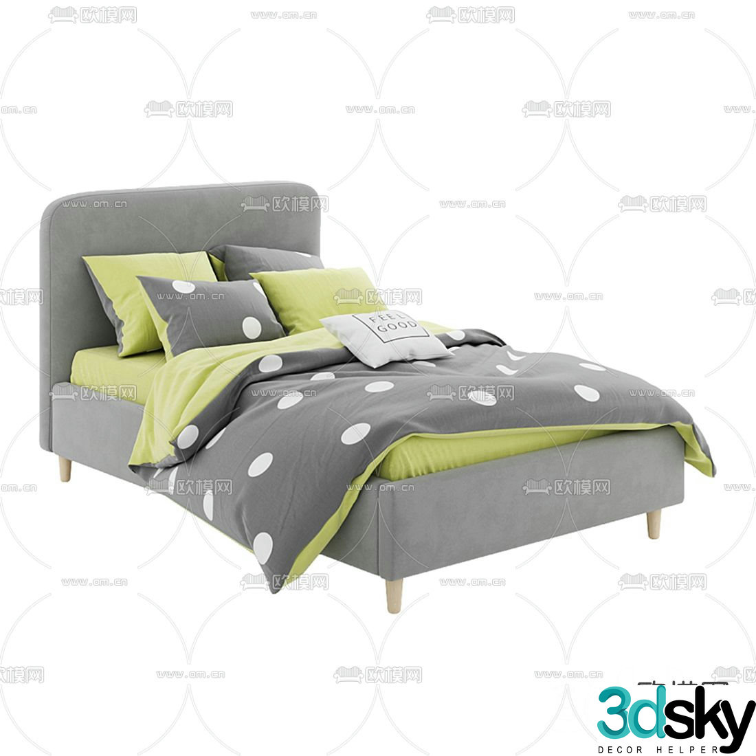 Modern fabric children’s bed 3d model
