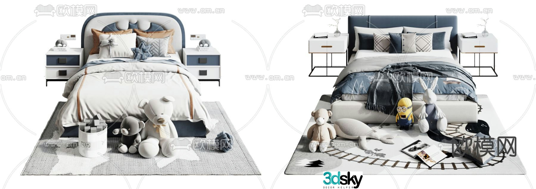 Modern fabric children’s bed 3d model