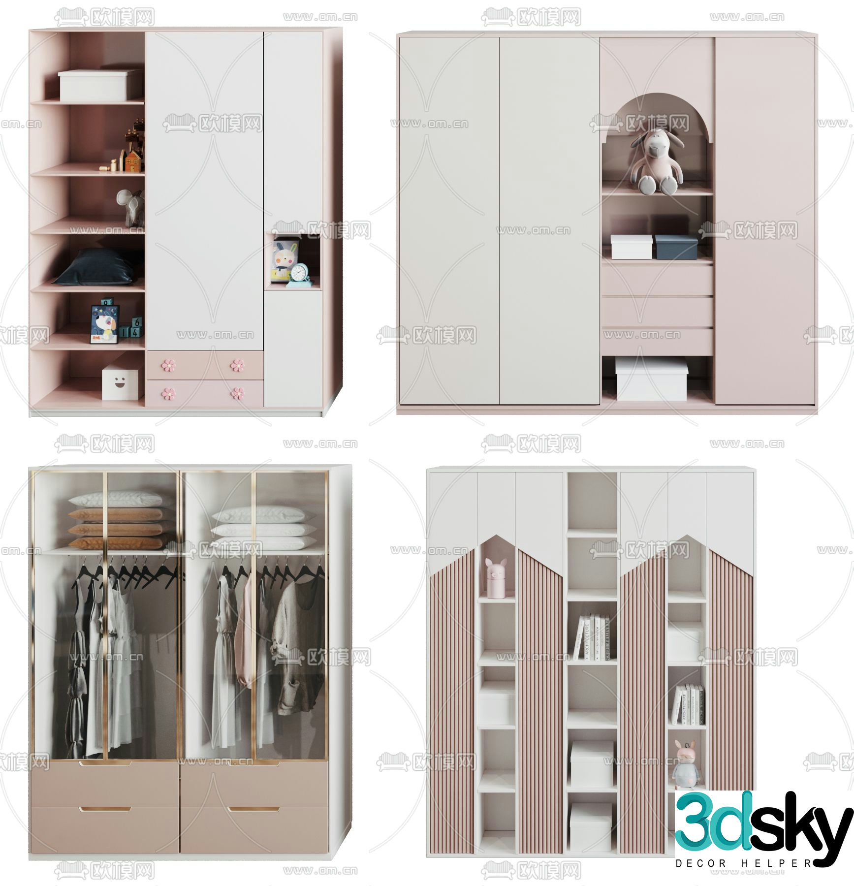 Modern children’s wardrobe decorative cabinet 3d model