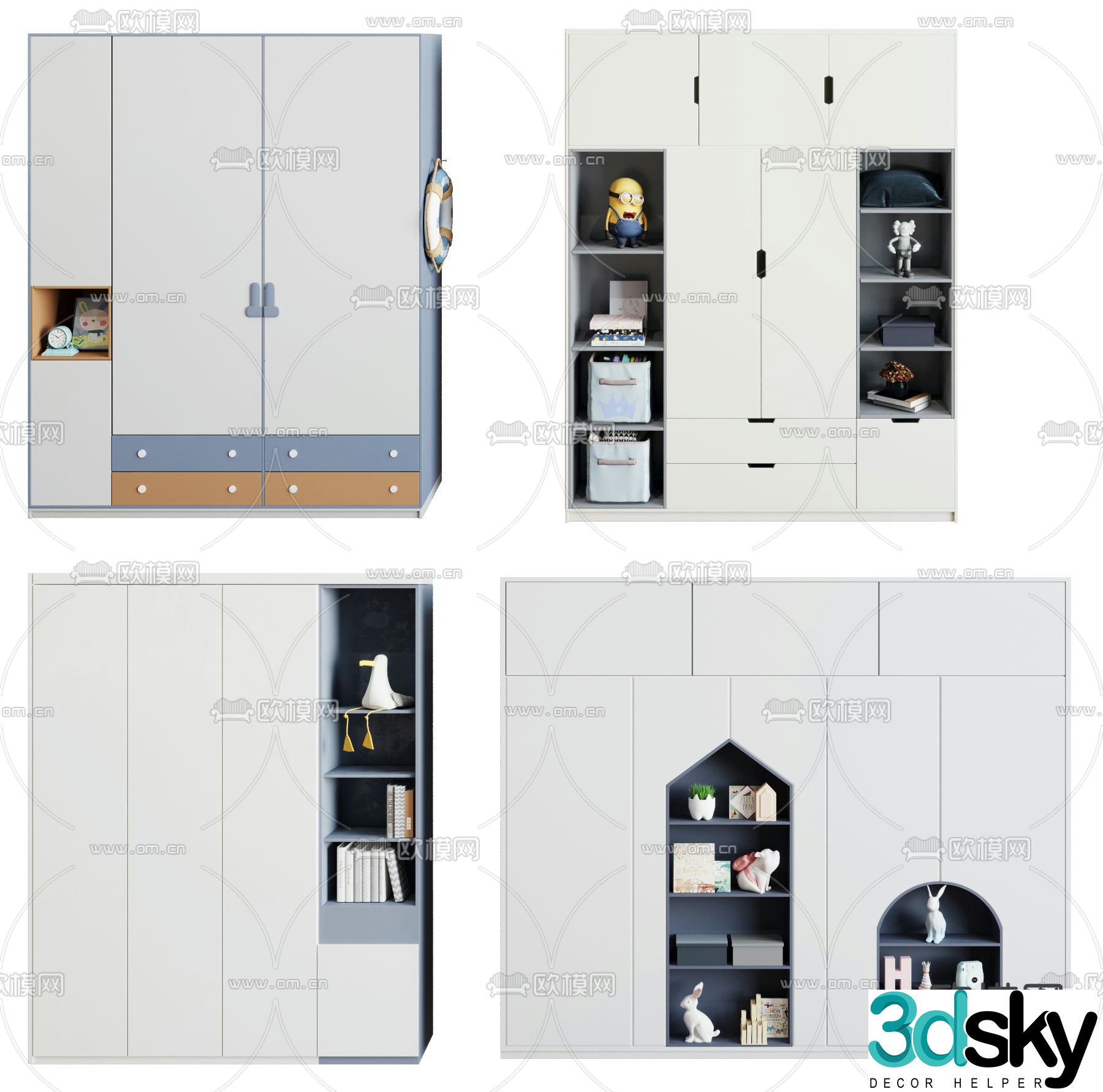 Modern children’s wardrobe decorative cabinet 3d model