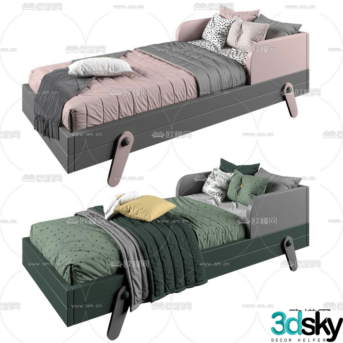 Modern fabric children’s bed 3d model