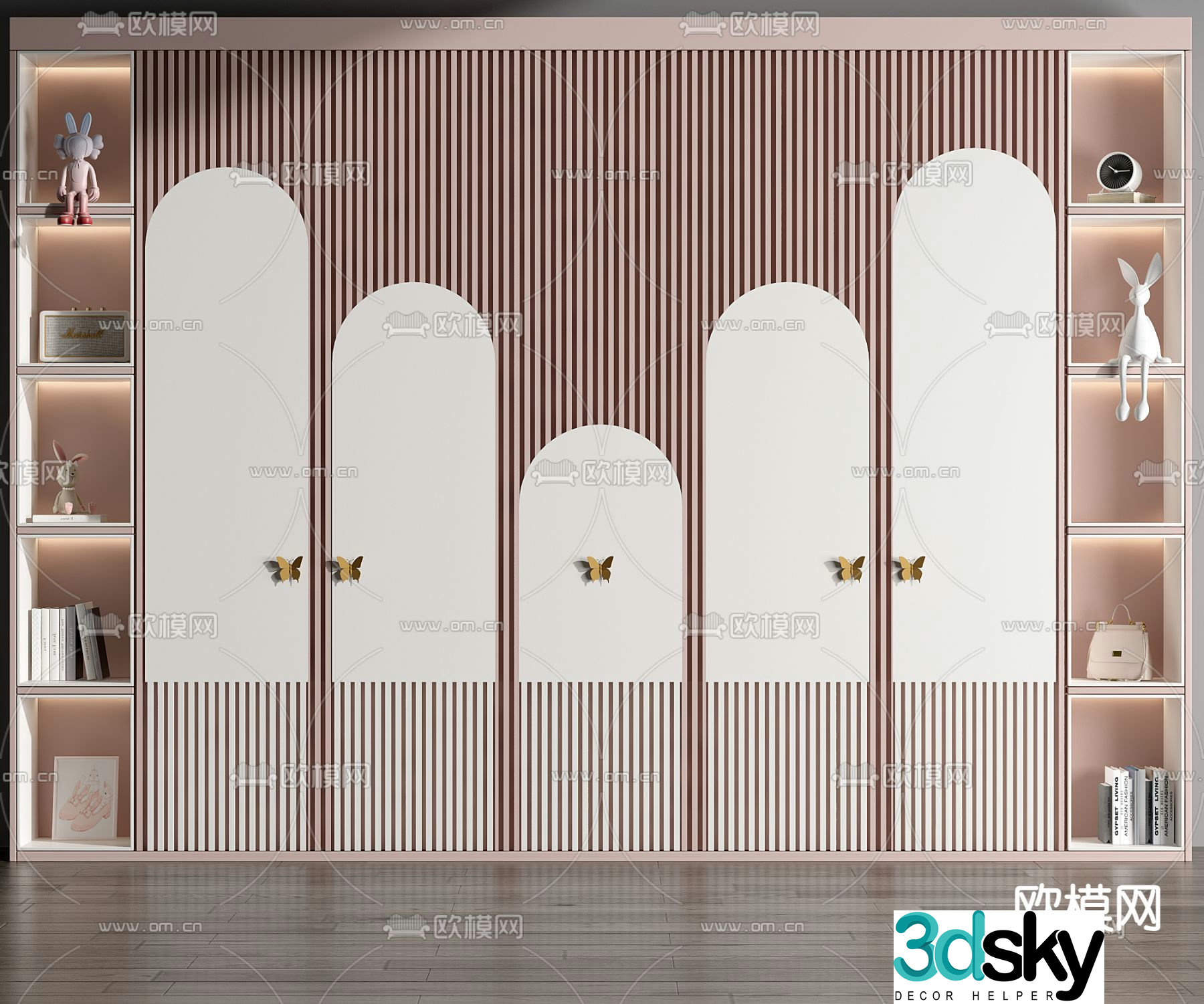 Modern children’s wardrobe bookcase 3d model