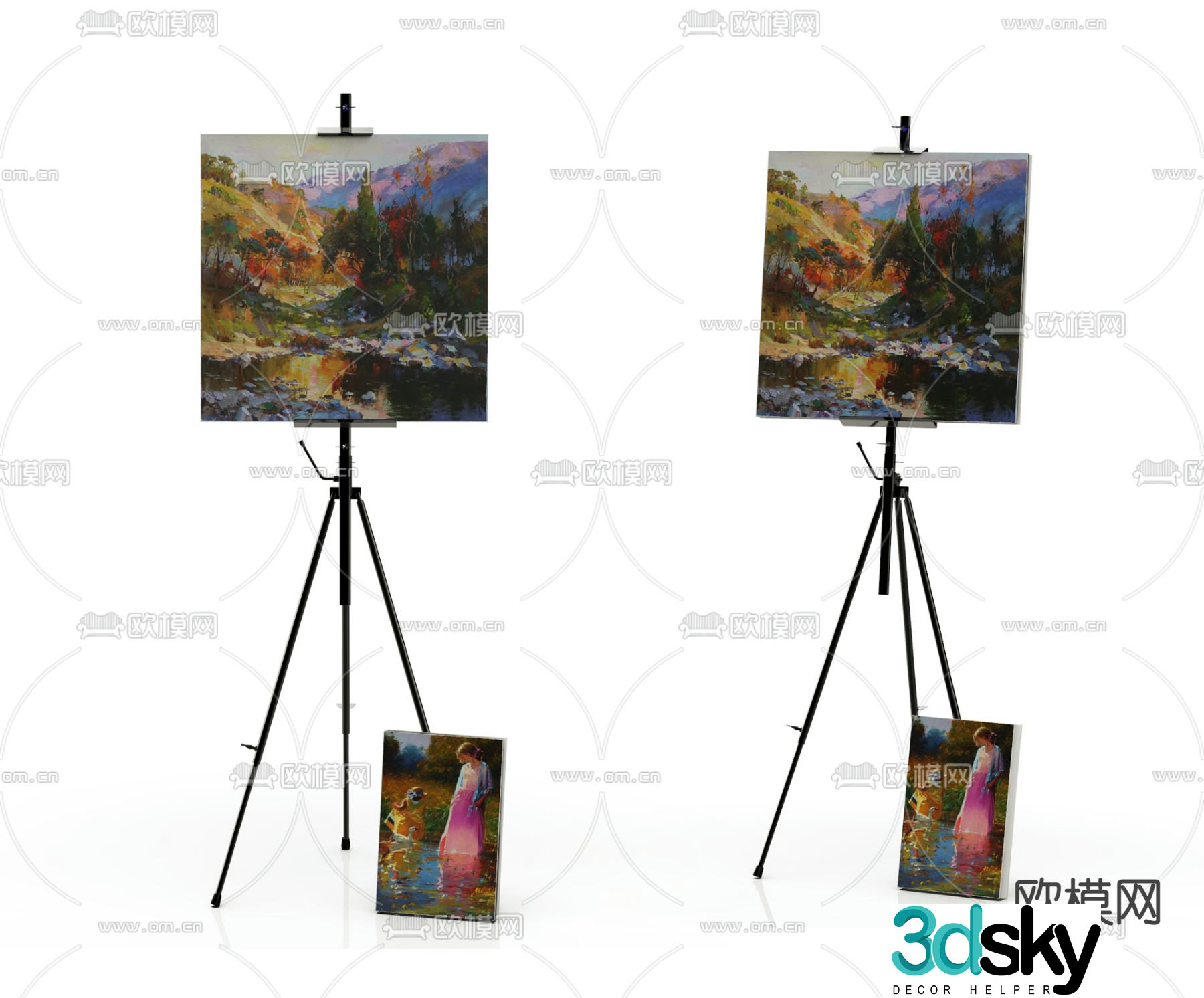 Modern drawing board easel 3d model
