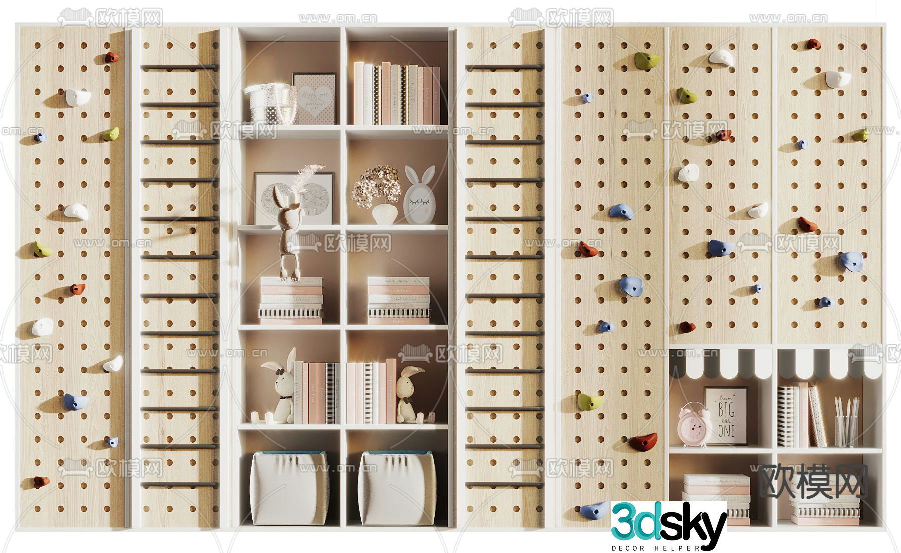 Modern children’s decorative cabinet bookcase 3d model