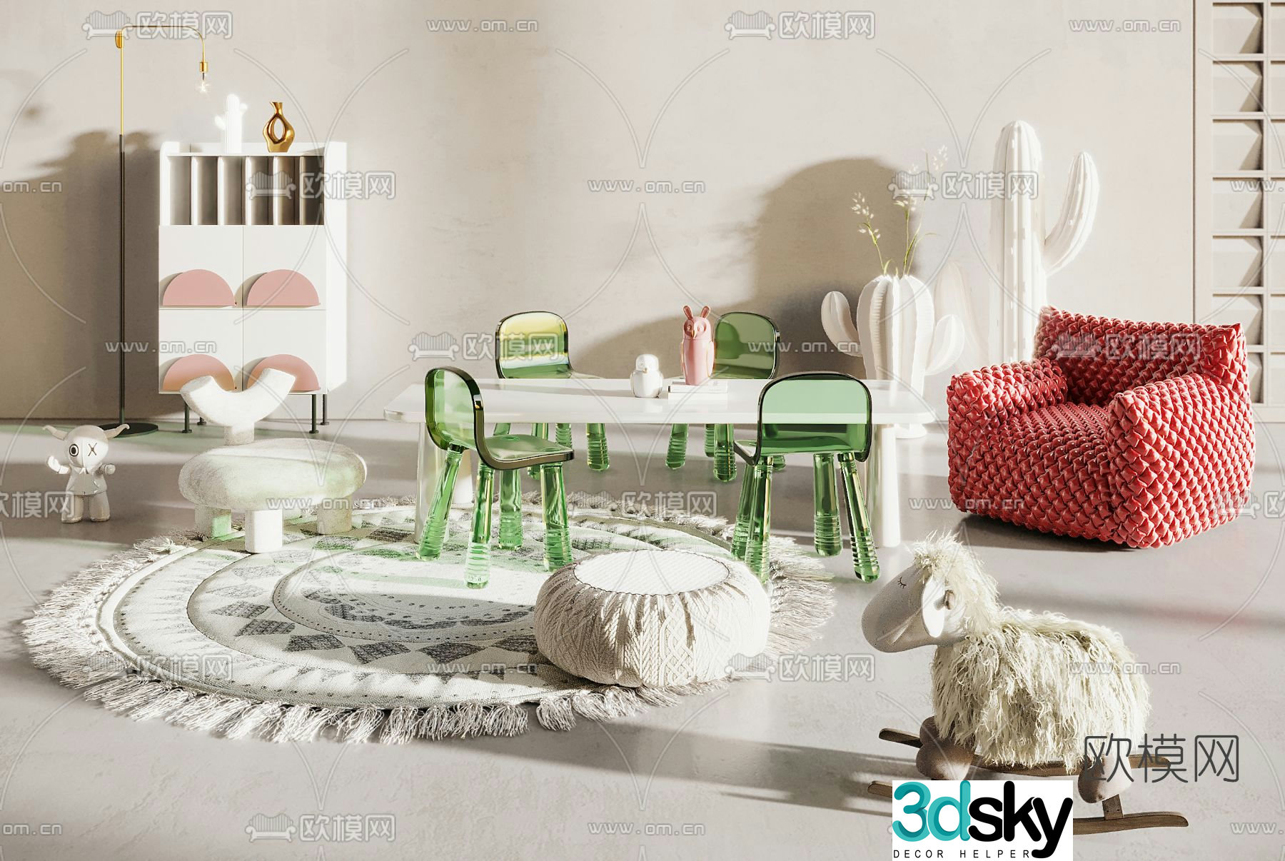 Nordic children’s table and chair 3d model
