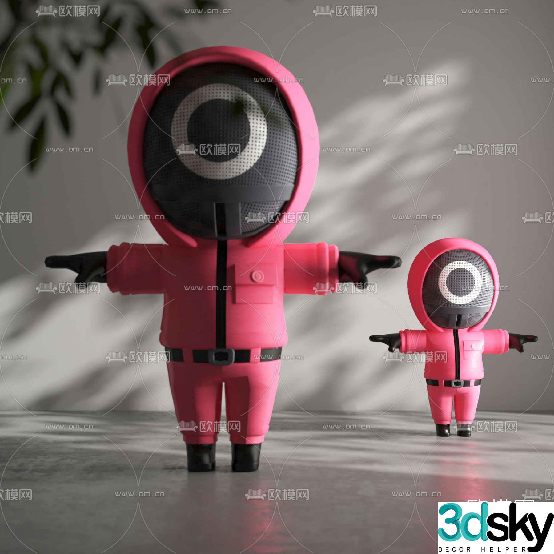 Modern squid game red man doll 3d model