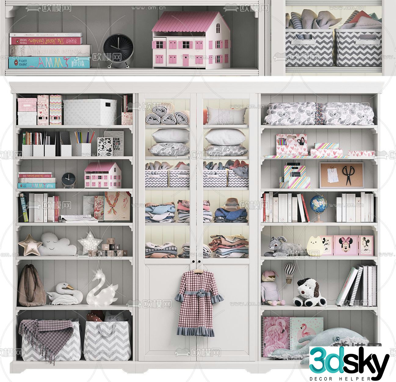 Simple European children’s wardrobe storage cabinet 3D model