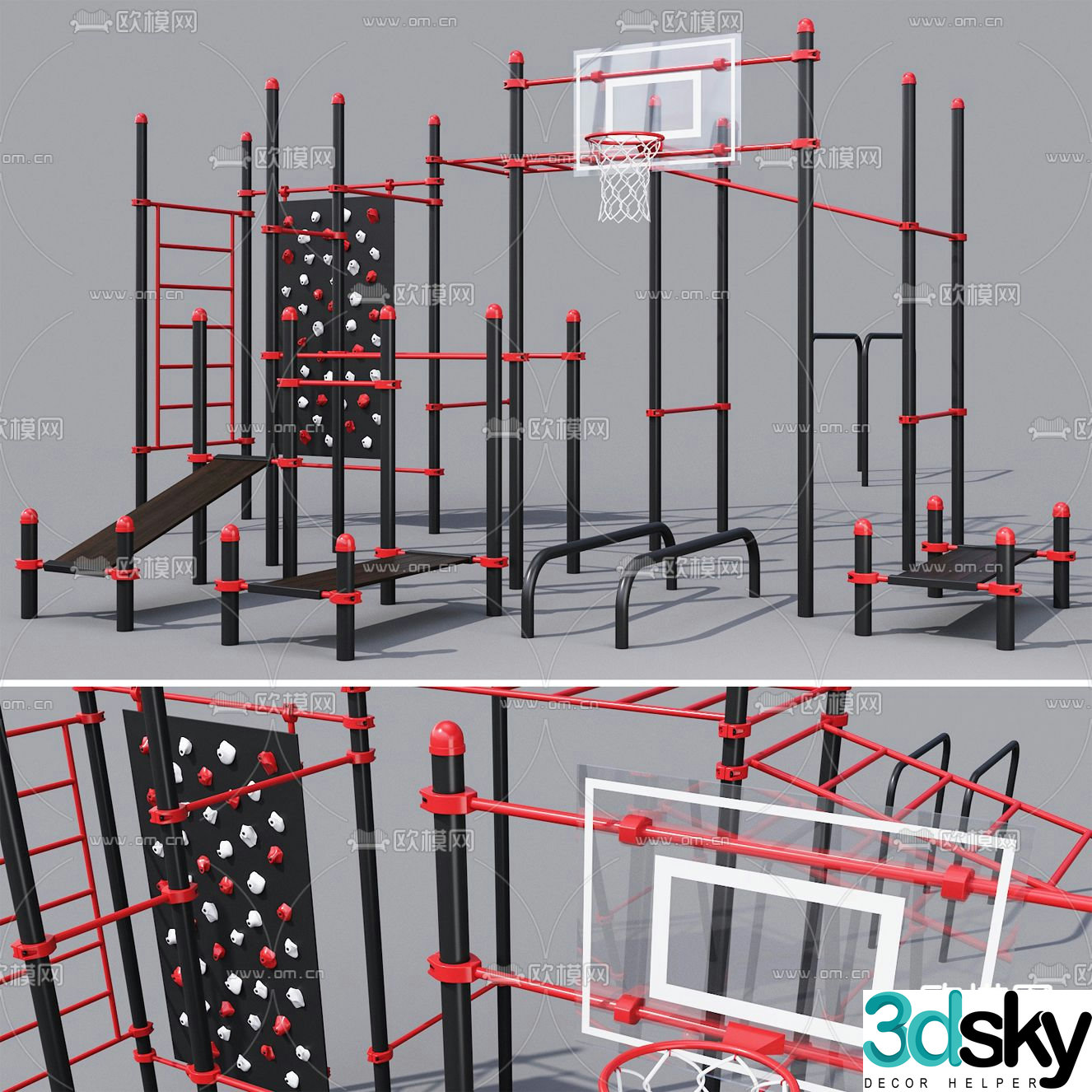 Modern outdoor fitness equipment 3d model