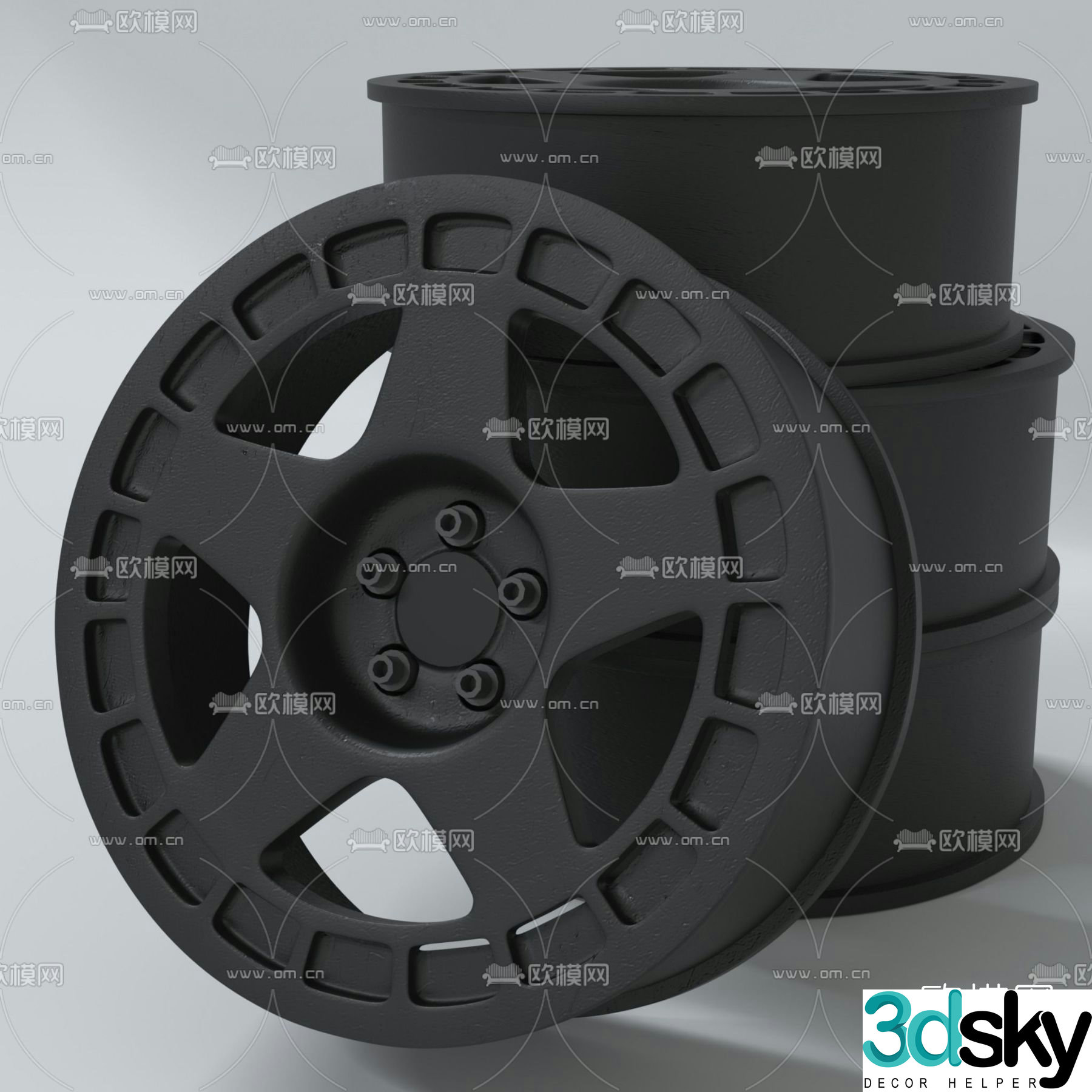 Modern tire wheel free 3d model