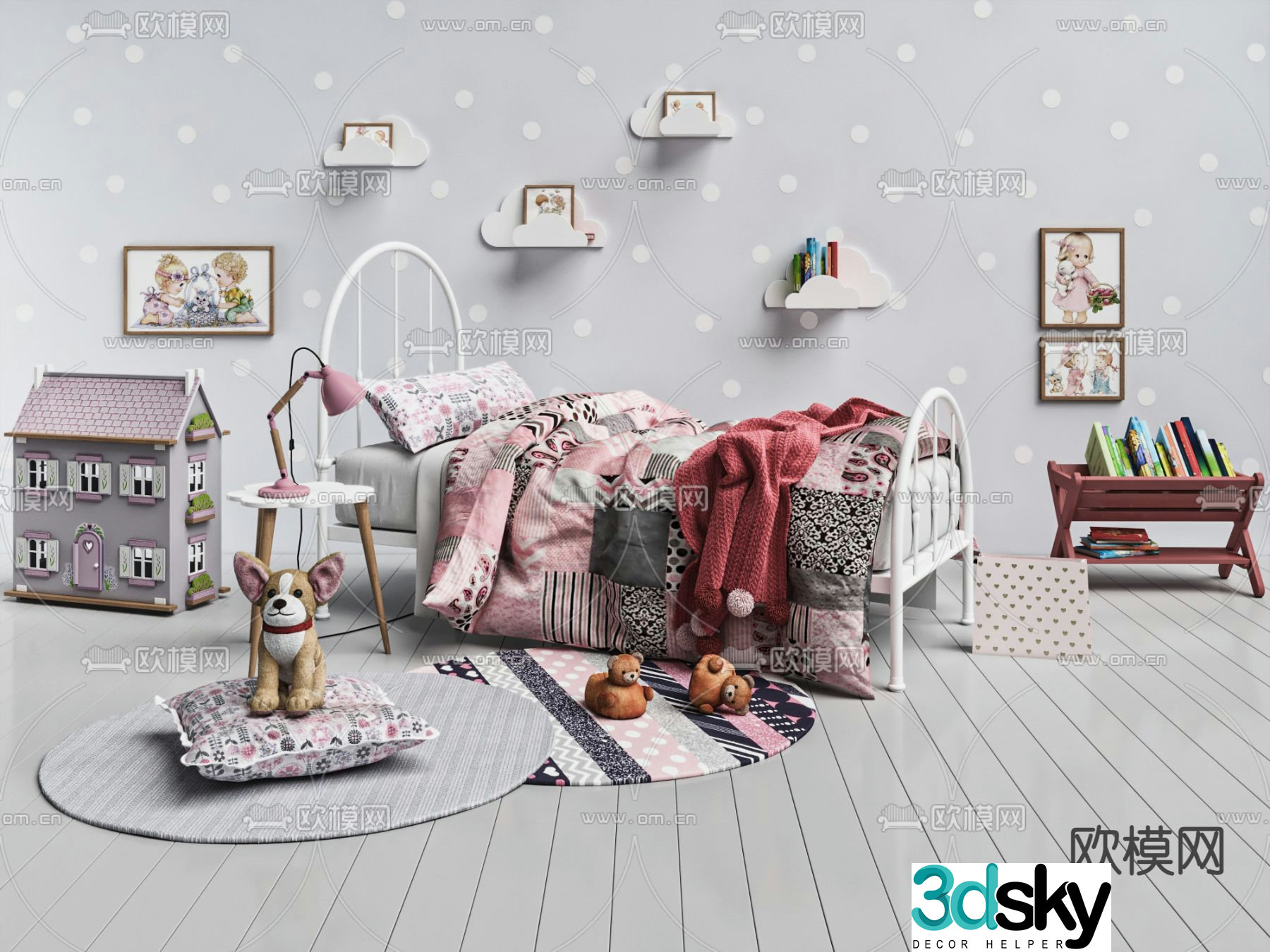 Modern wrought iron children’s bed 3d model