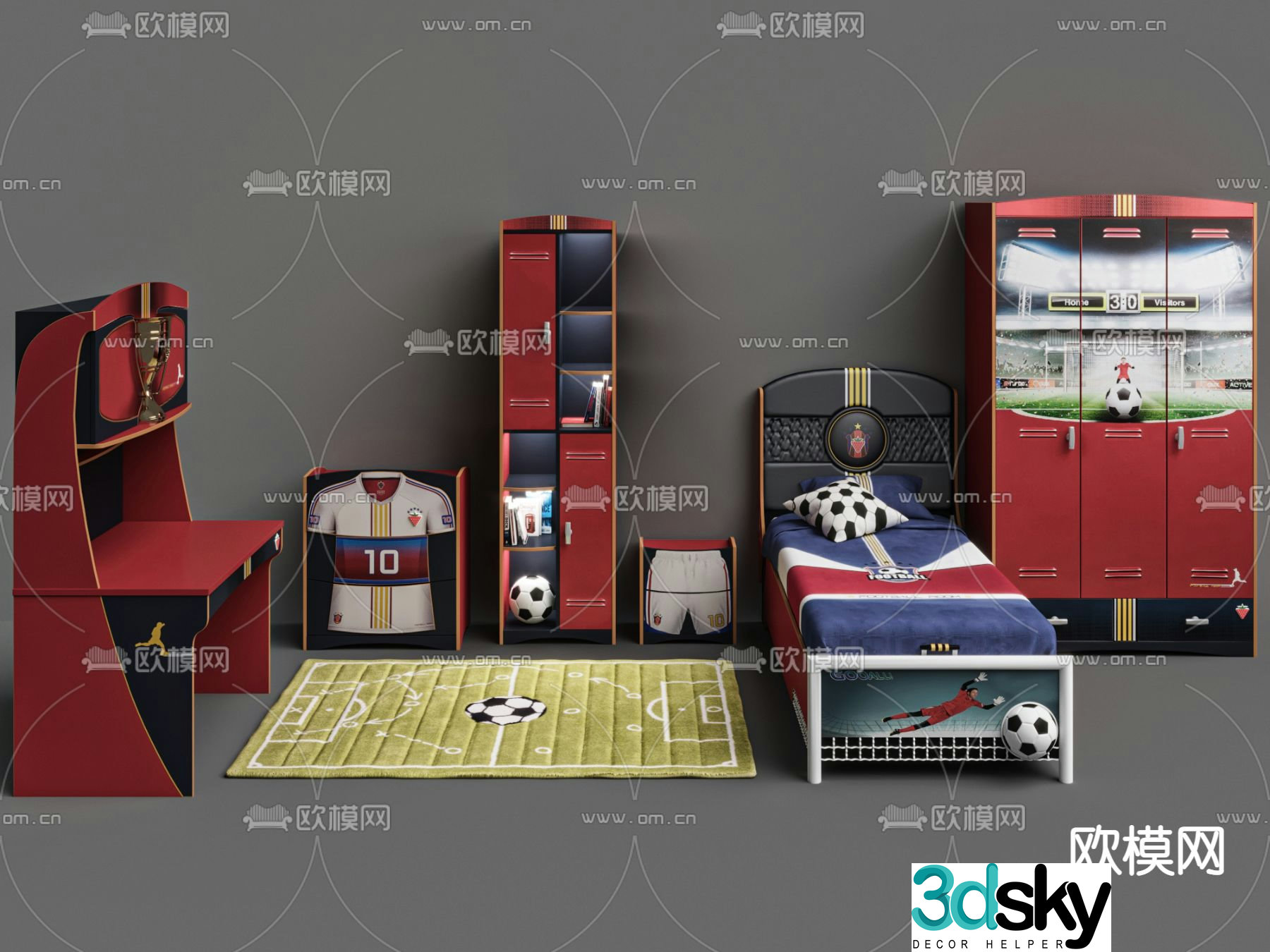 Modern fabric children’s bed 3d model