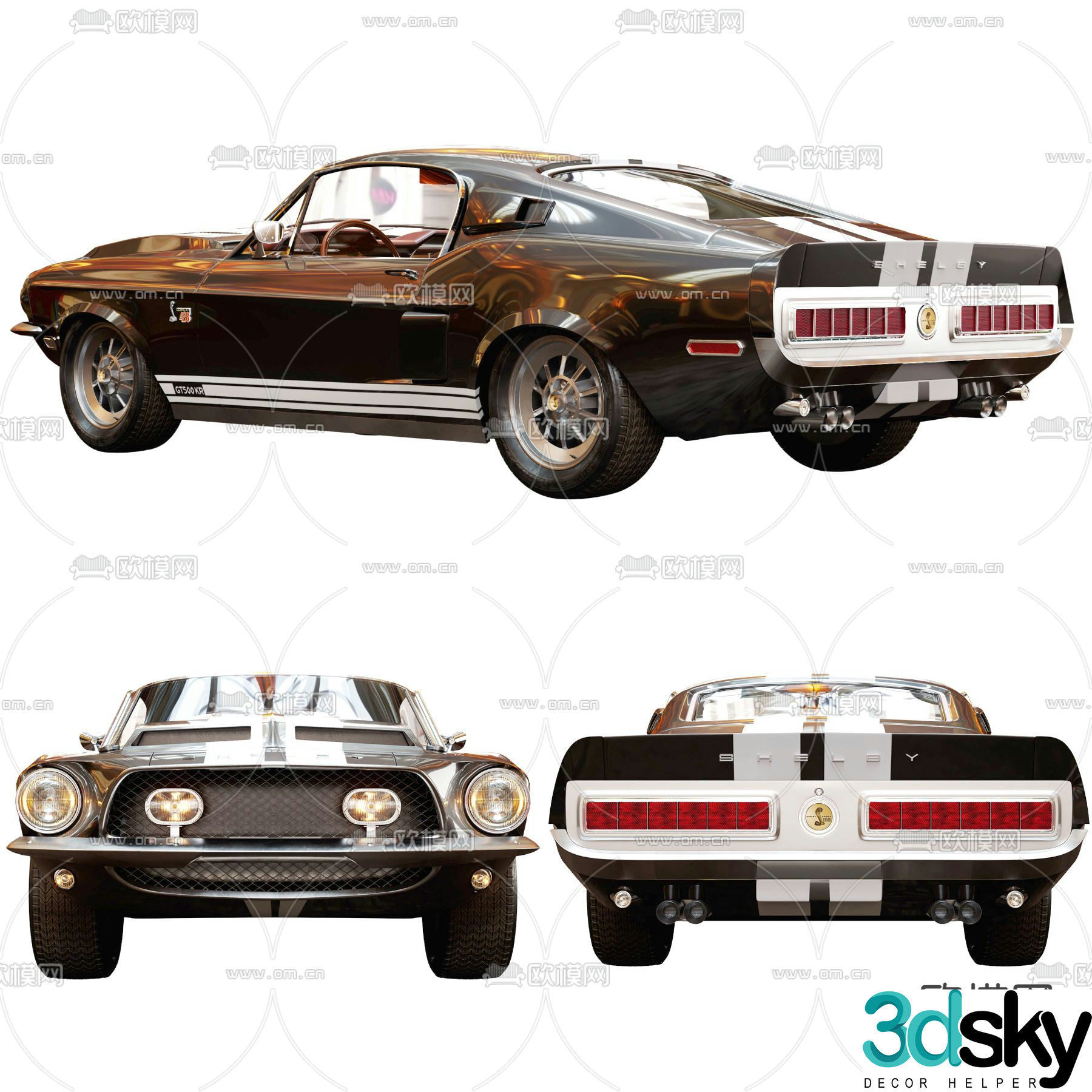 Modern retro sports car classic car 3d model