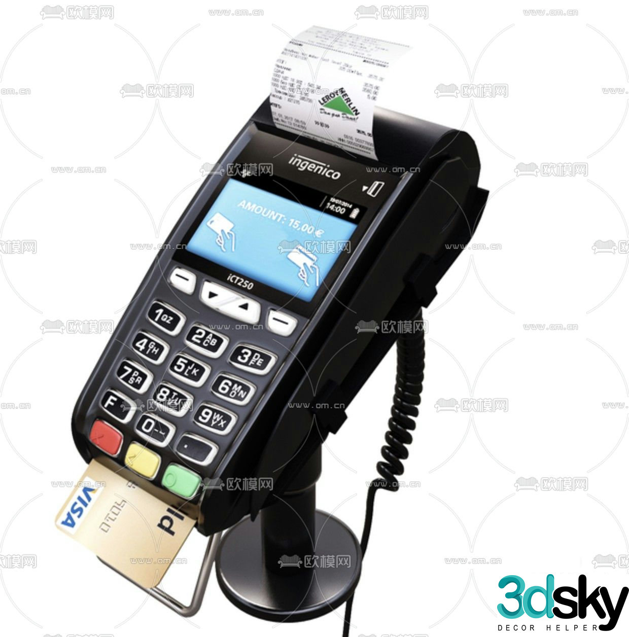 Modern credit card machine free 3d model