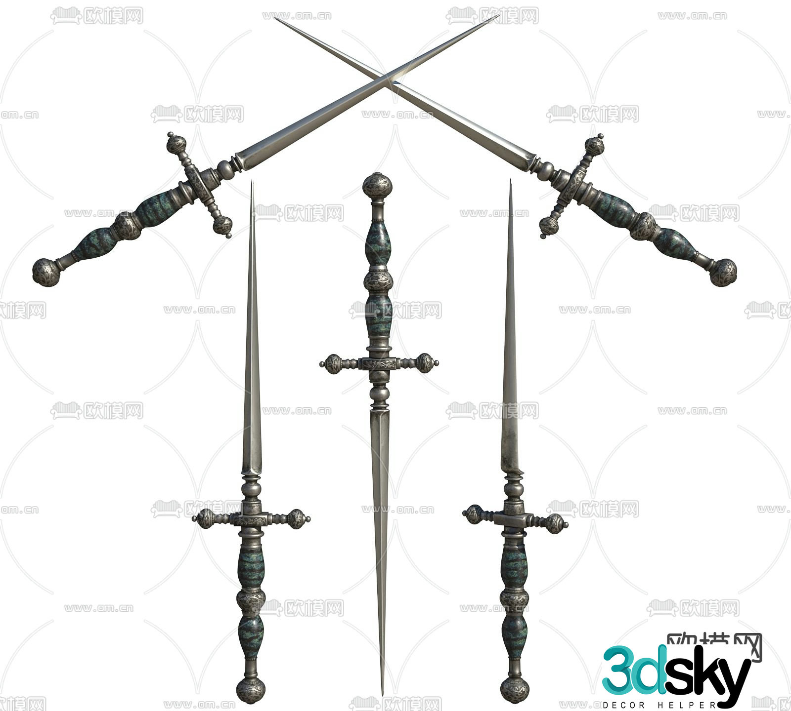 European classical dagger 3d model