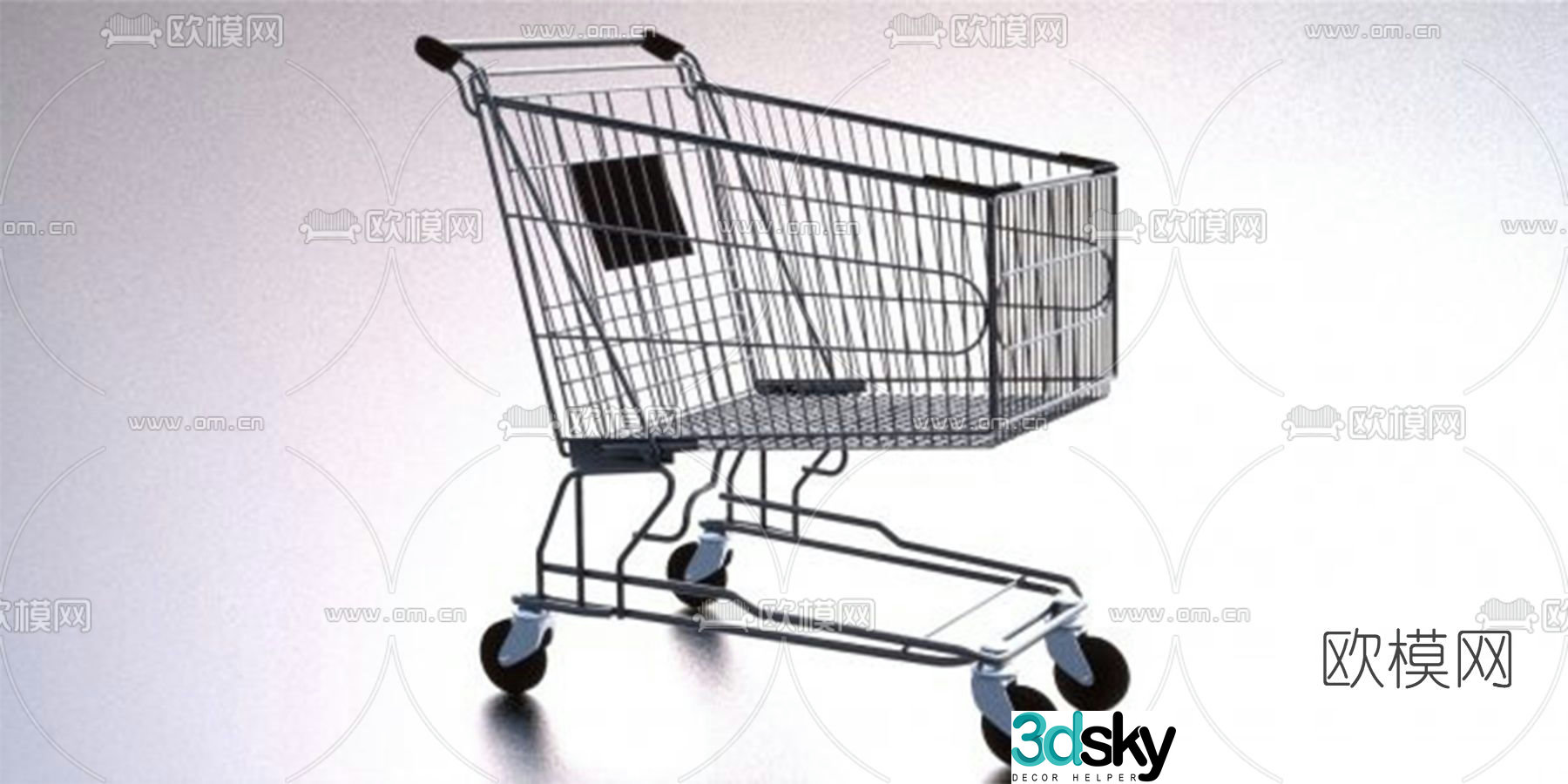Modern supermarket trolley free 3d model