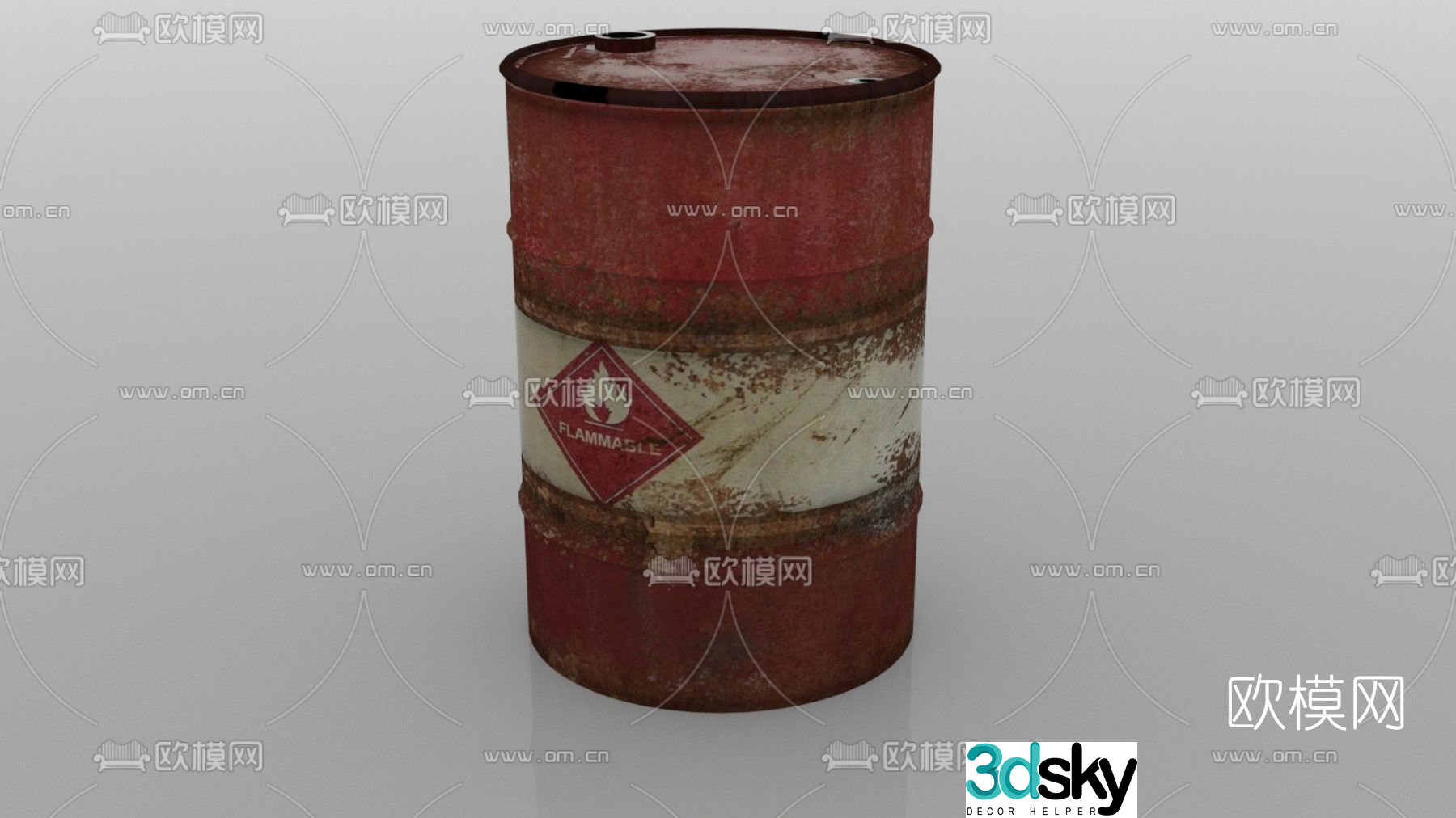 Modern factory oil barrel free 3d model