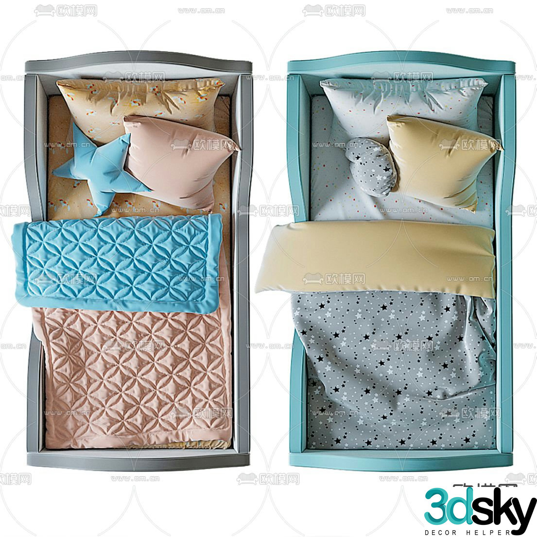 Modern fabric crib 3d model