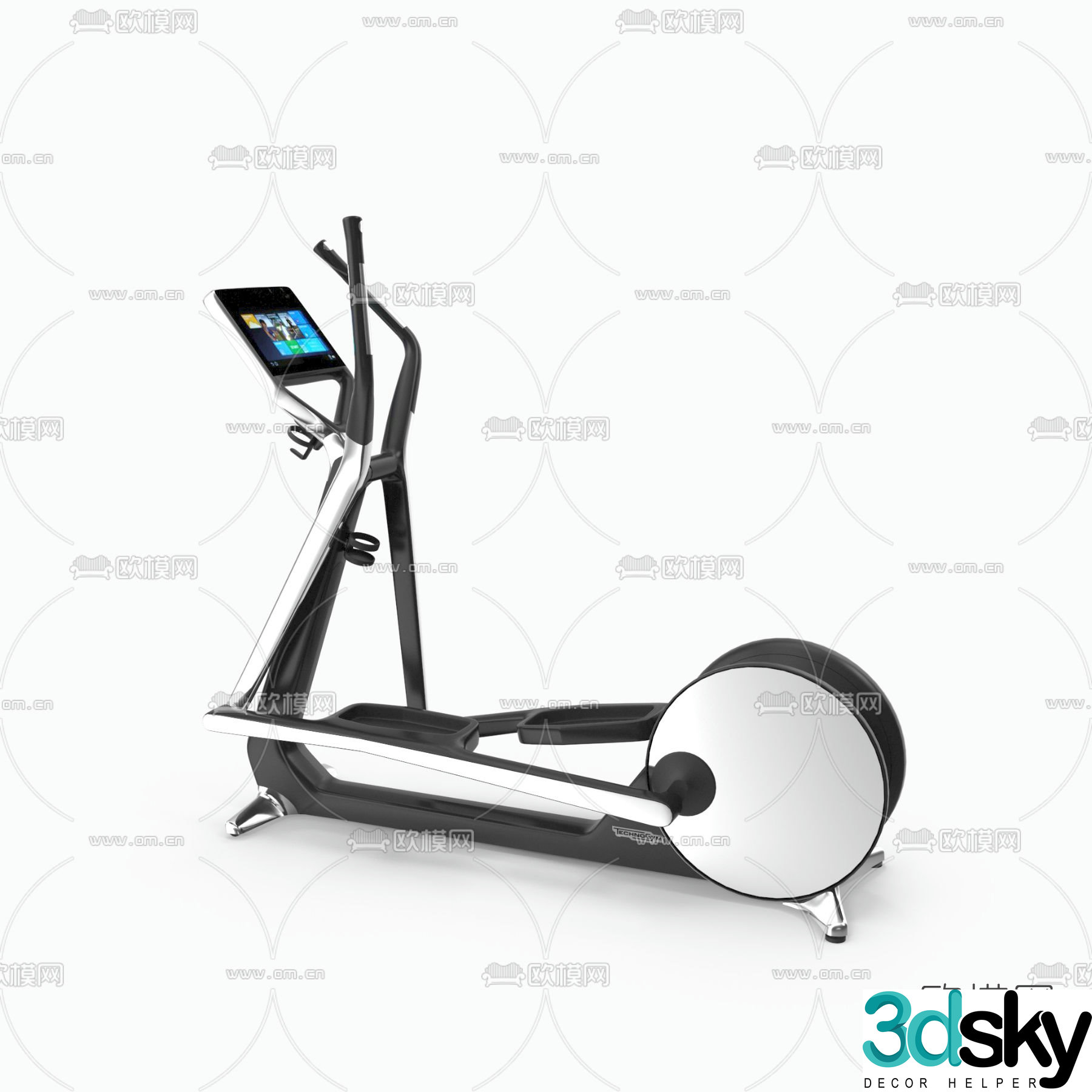 Modern treadmill free 3d model