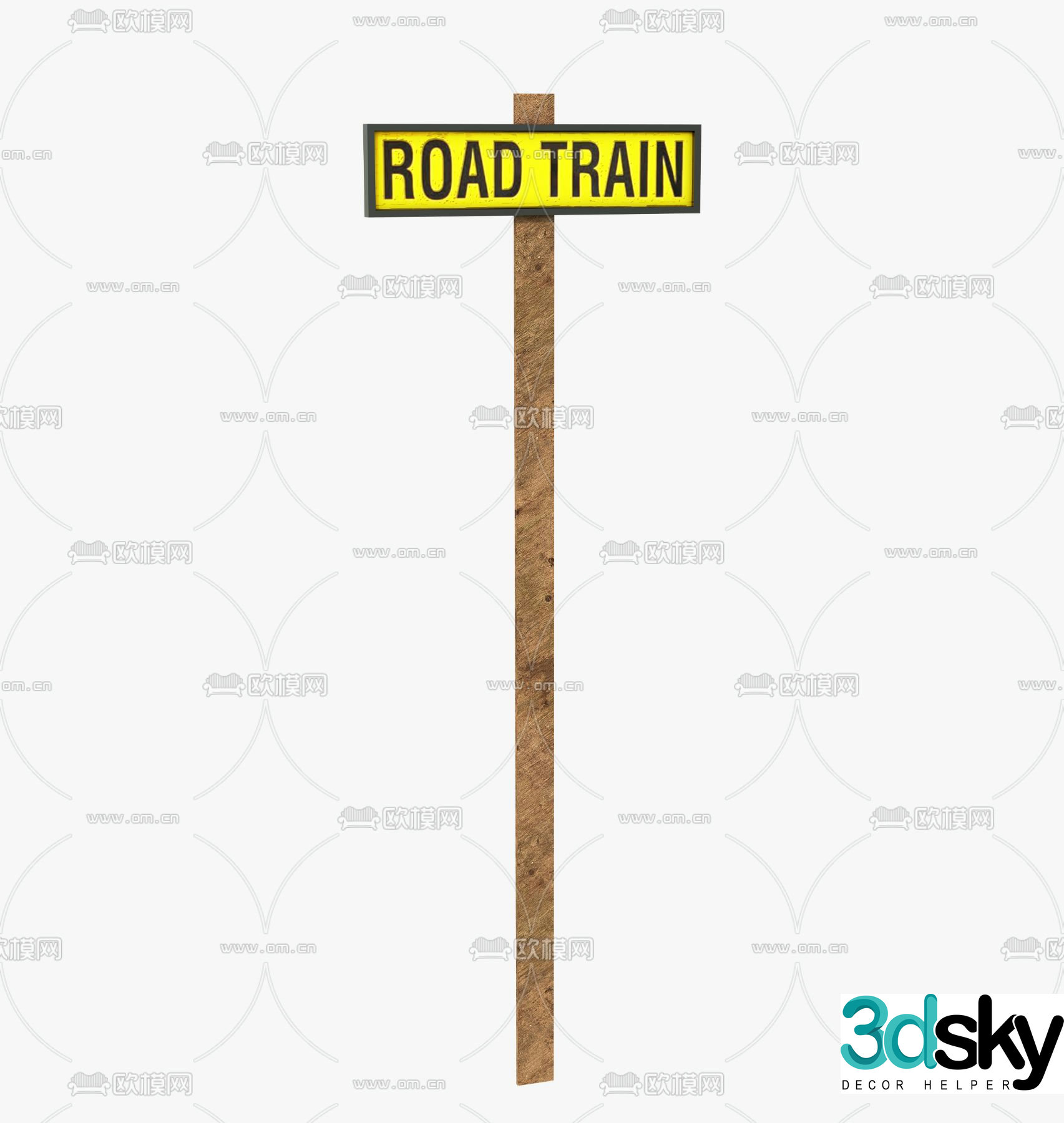 Modern road sign warning sign free 3d model