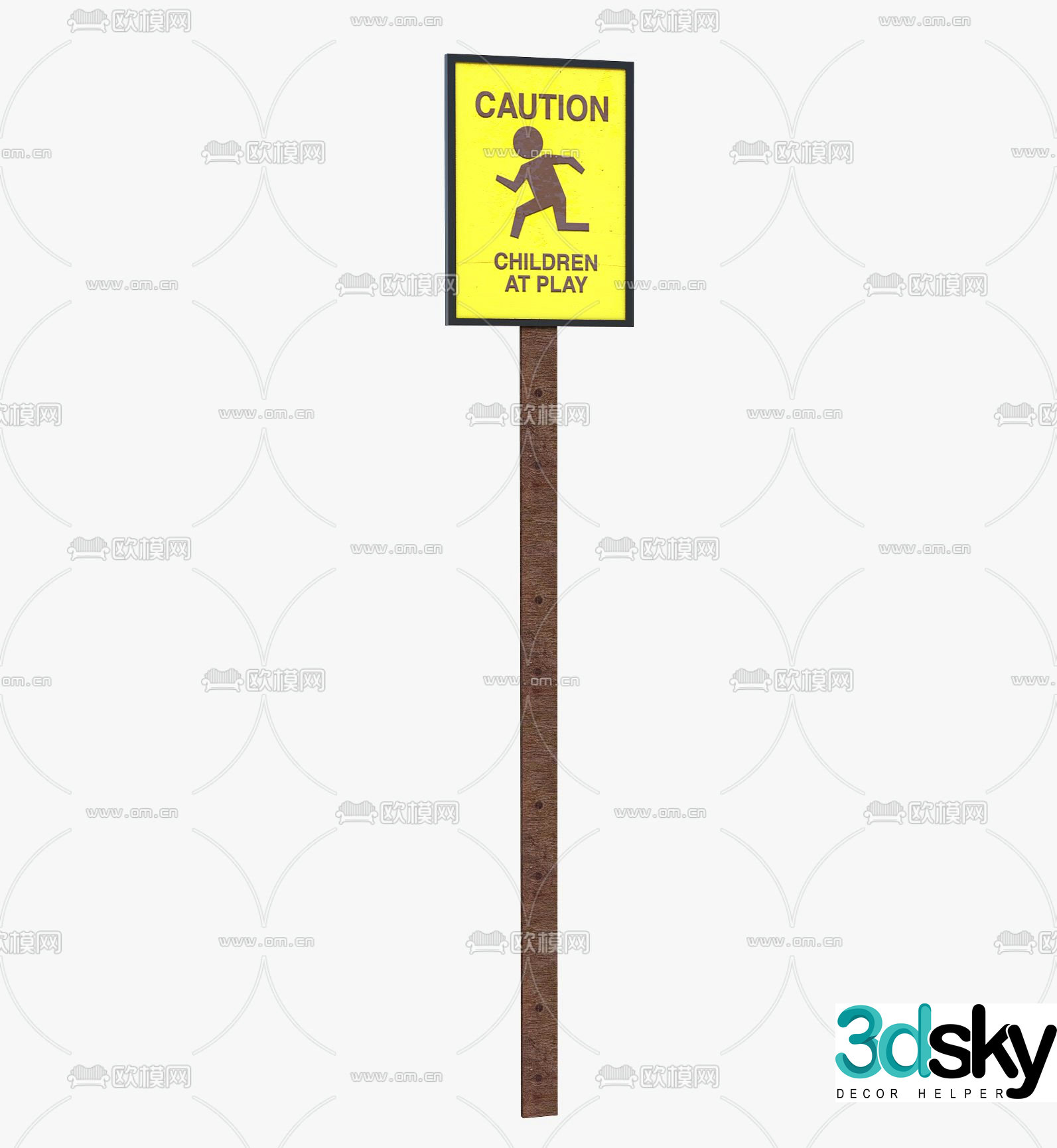 Modern warning sign free 3d model
