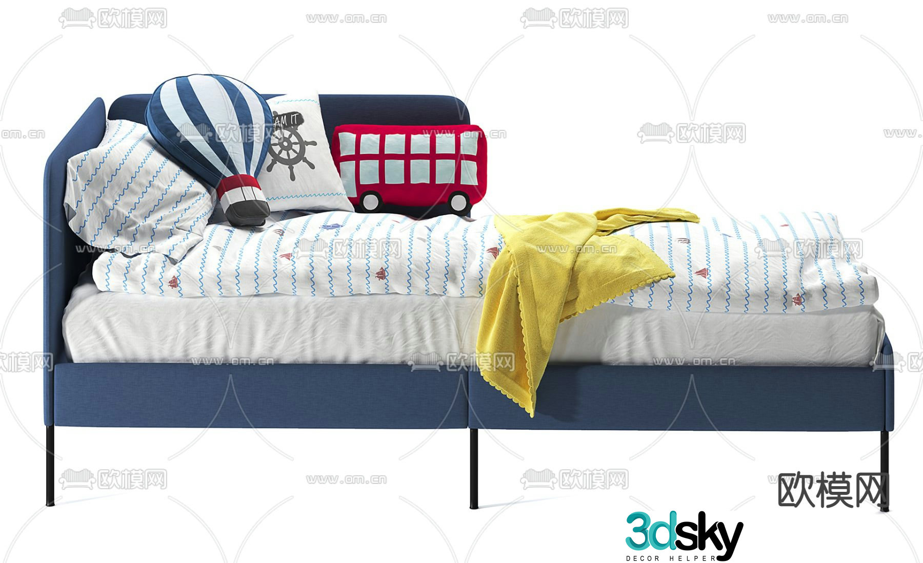 Modern fabric children’s bed 3d model
