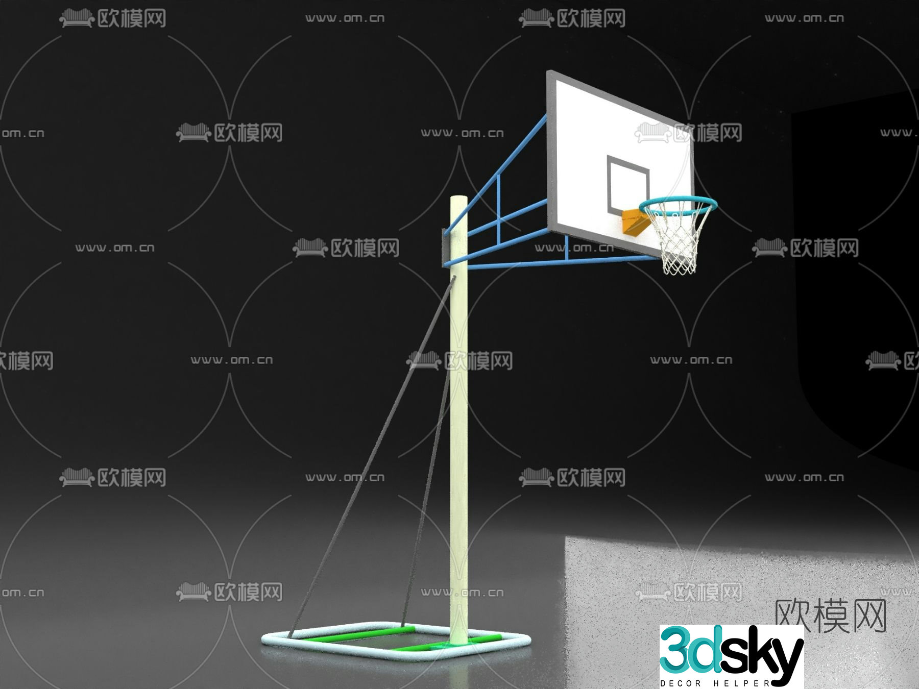 Modern basketball stand free 3d model