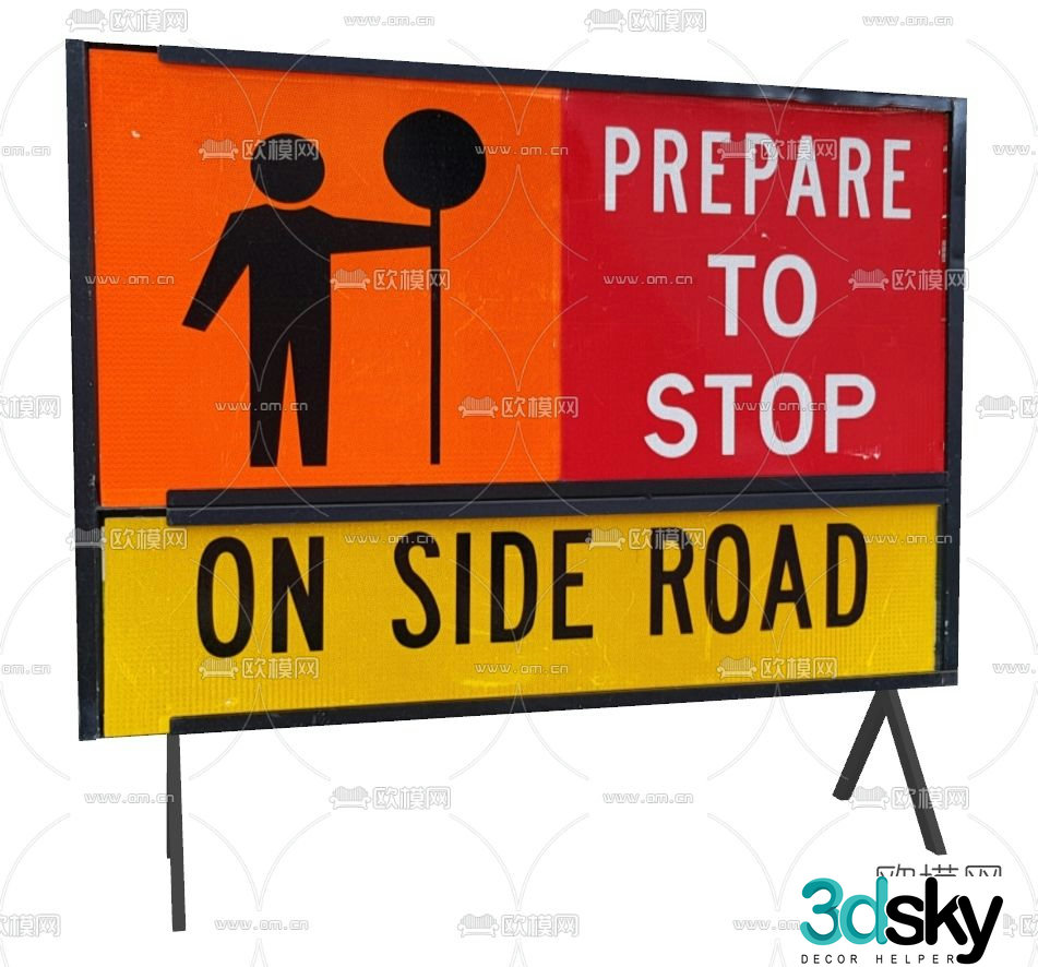 Modern billboard warning sign free 3d model